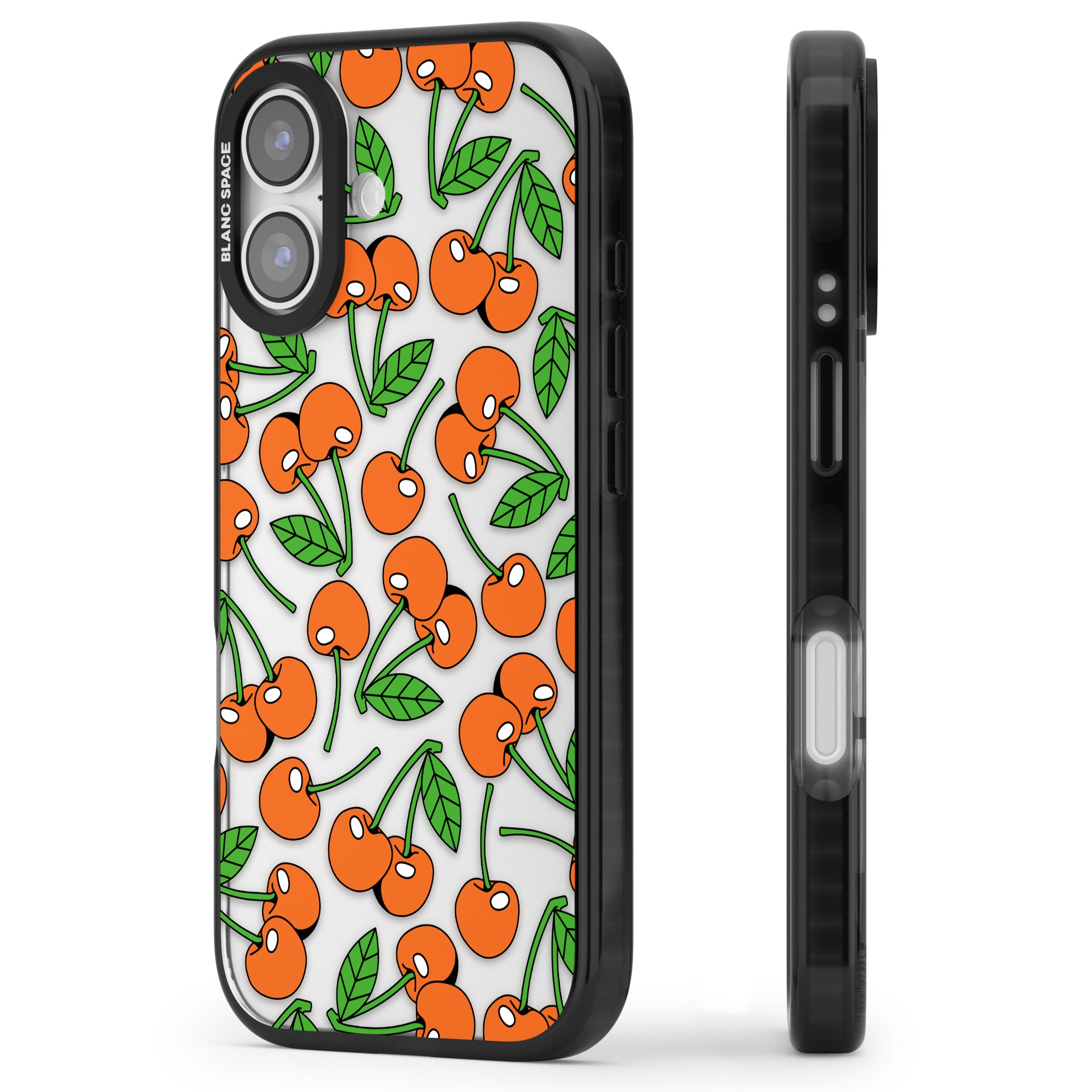 Orchard Fresh Cherries iPhone 17 Impact Black Phone Case Side Profile