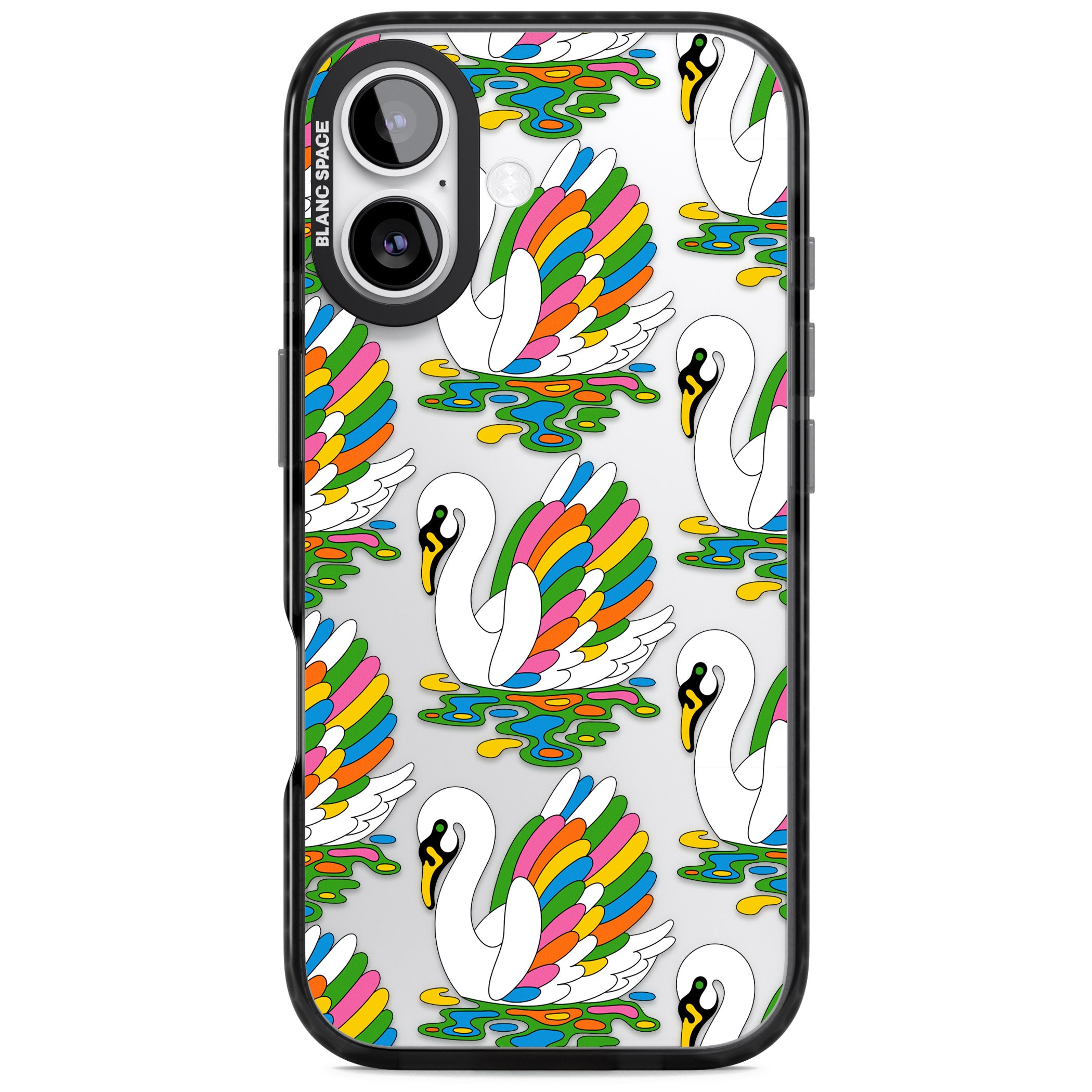 Colourful Swan Pattern iPhone 17 Impact Black Phone Case