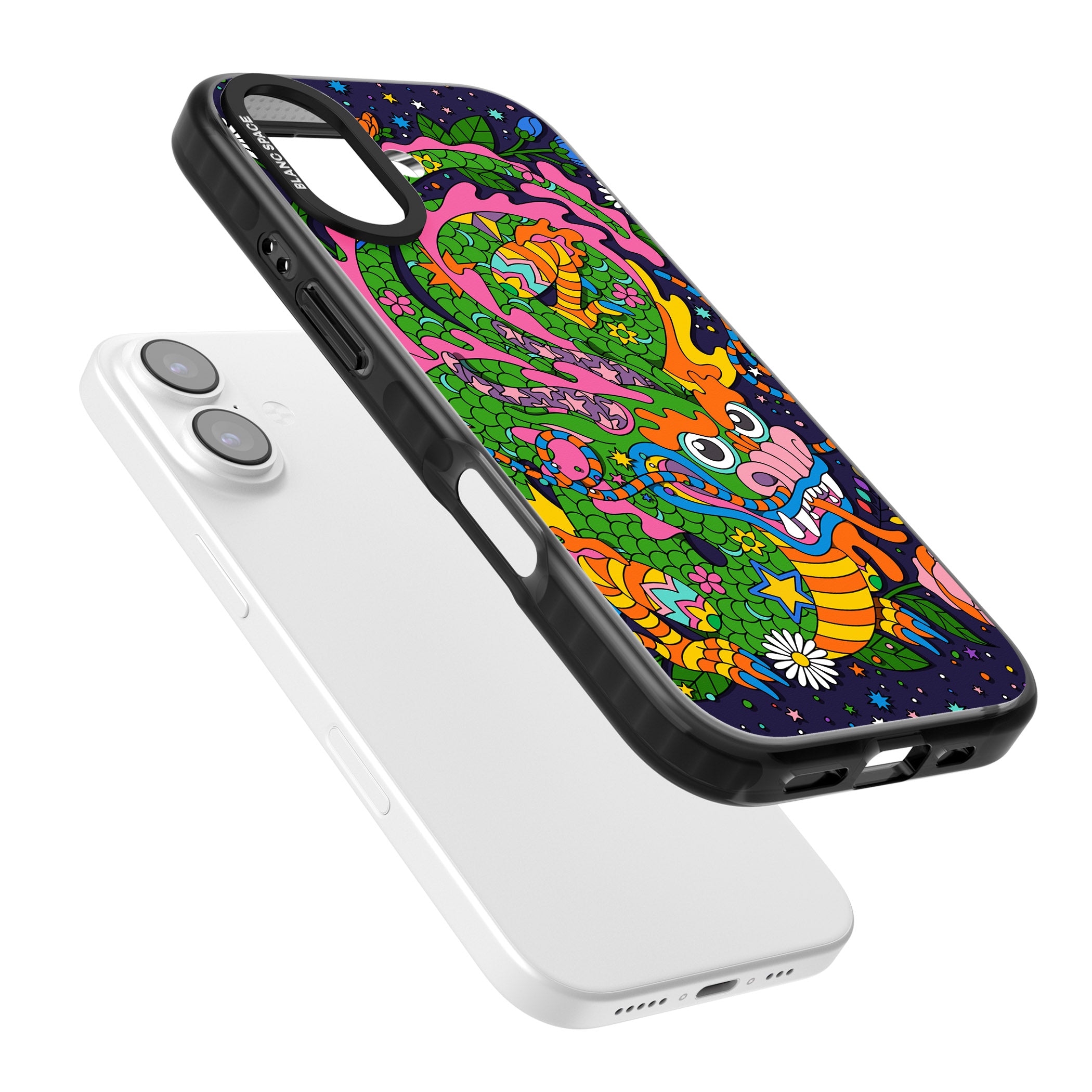 Psychedelic Jungle Dragon (Purple) iPhone 17 Impact Black Phone Case Colours