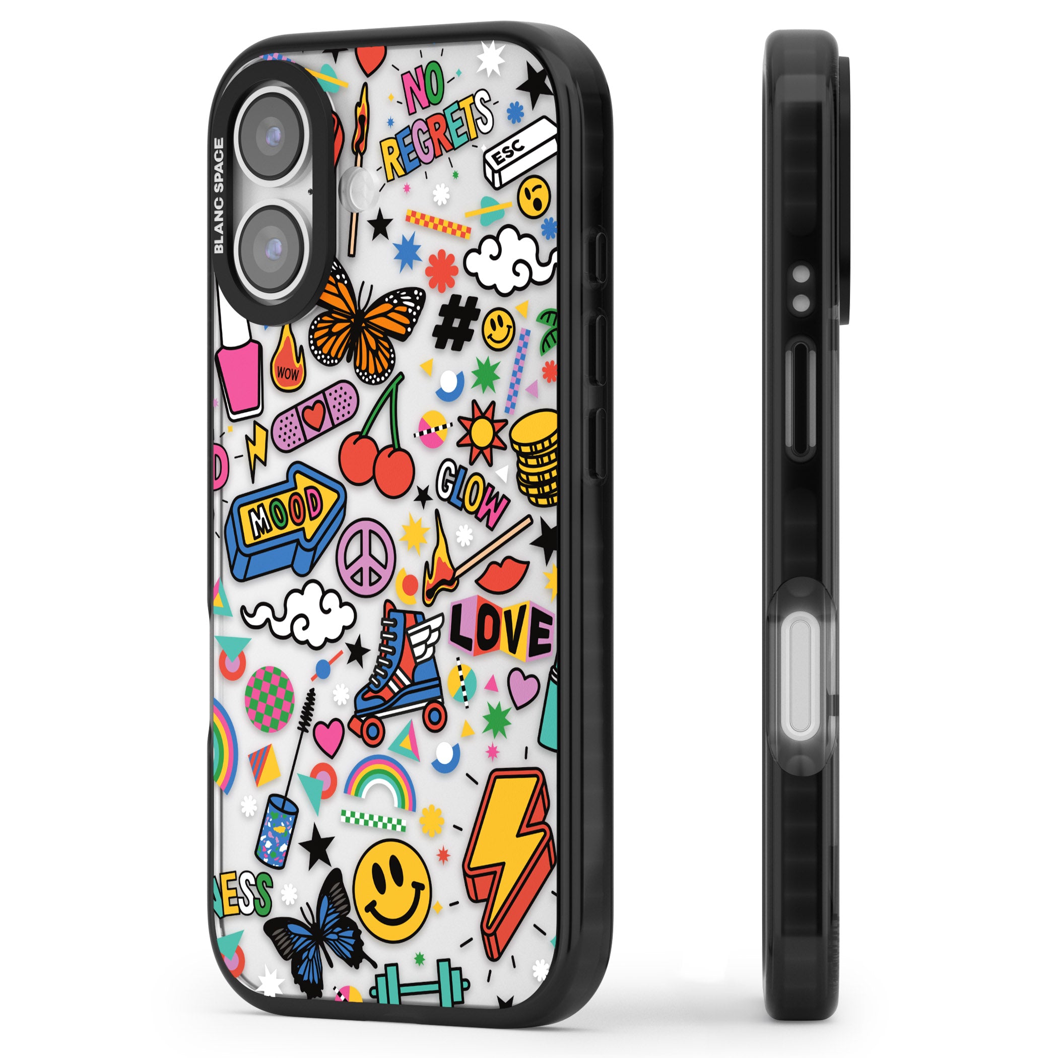 Electric Love iPhone 17 Impact Black Phone Case Side Profile