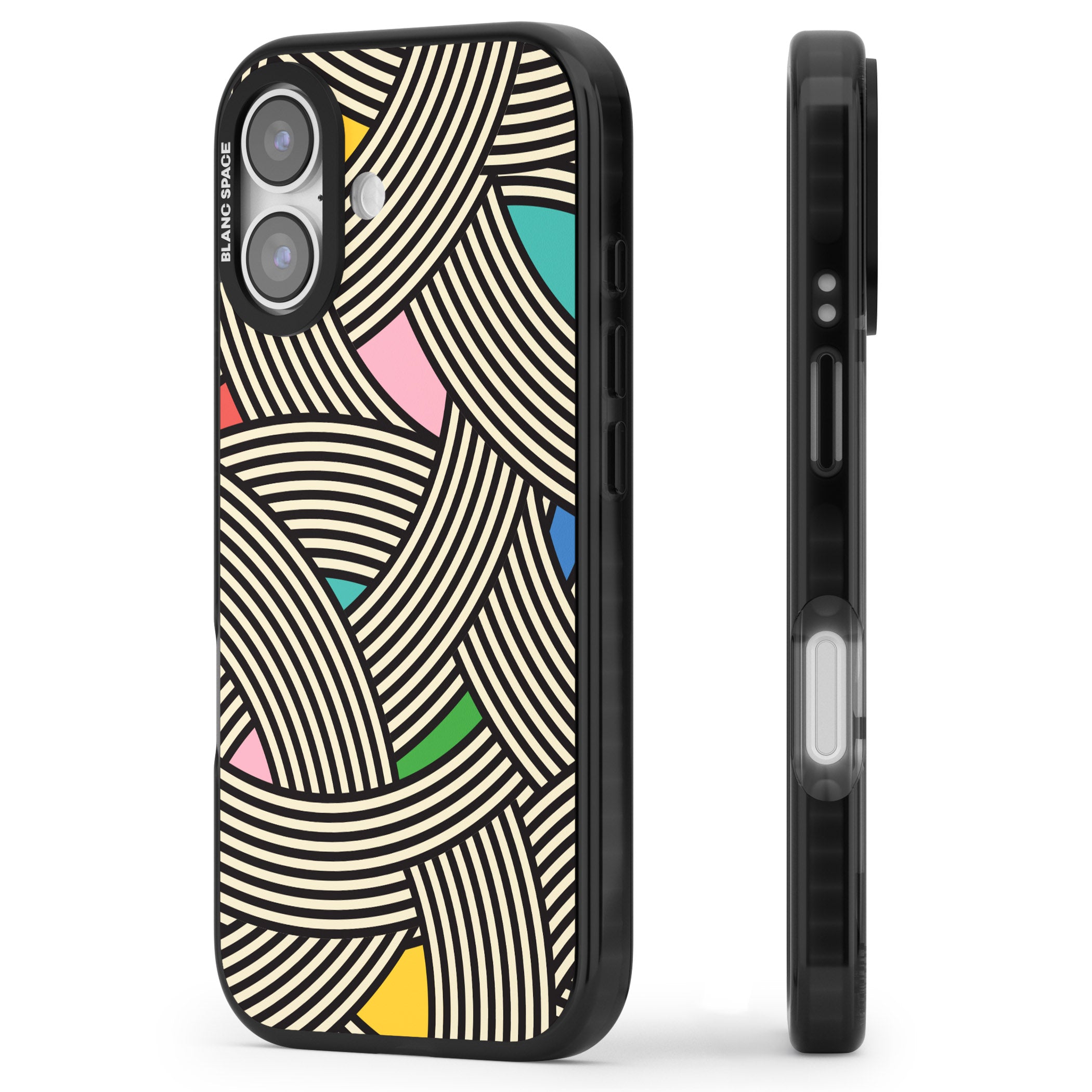 Multicolour Optic Waves iPhone 17 Impact Black Phone Case Side Profile