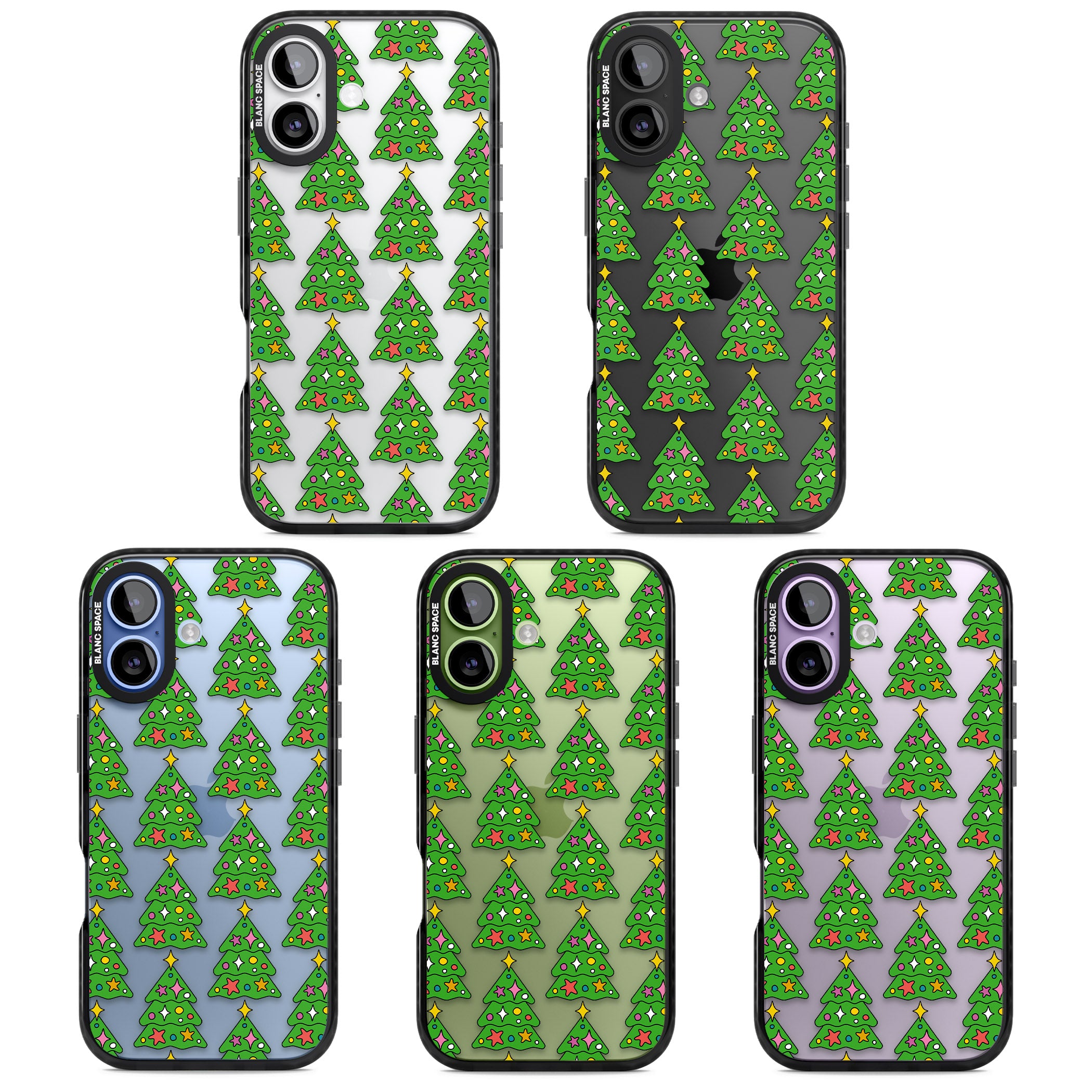 Christmas Tree Pattern (Clear) iPhone 17 Impact Black Phone Case APT Impact Protection