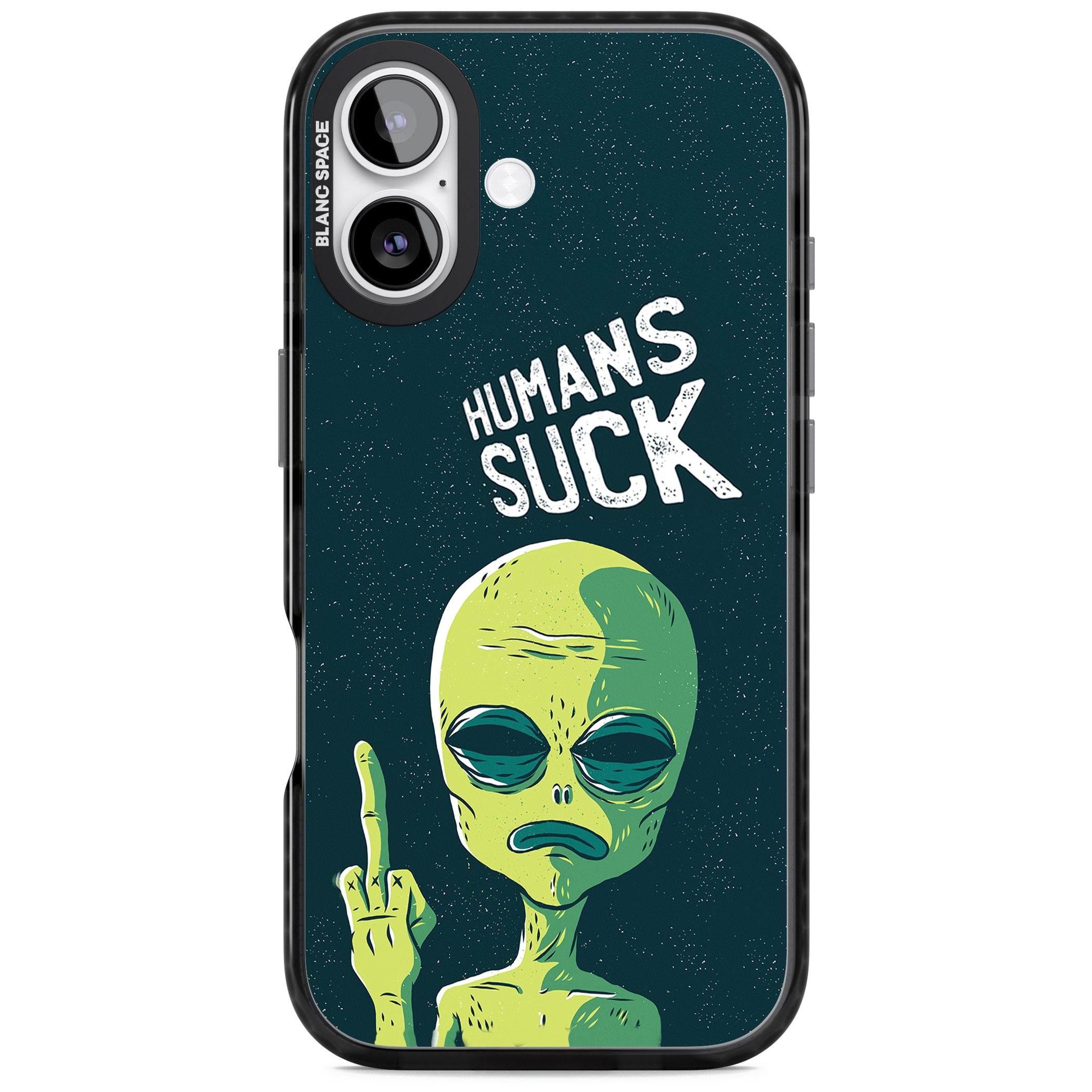 Humans Suck Alien iPhone 17 Impact Black Phone Case