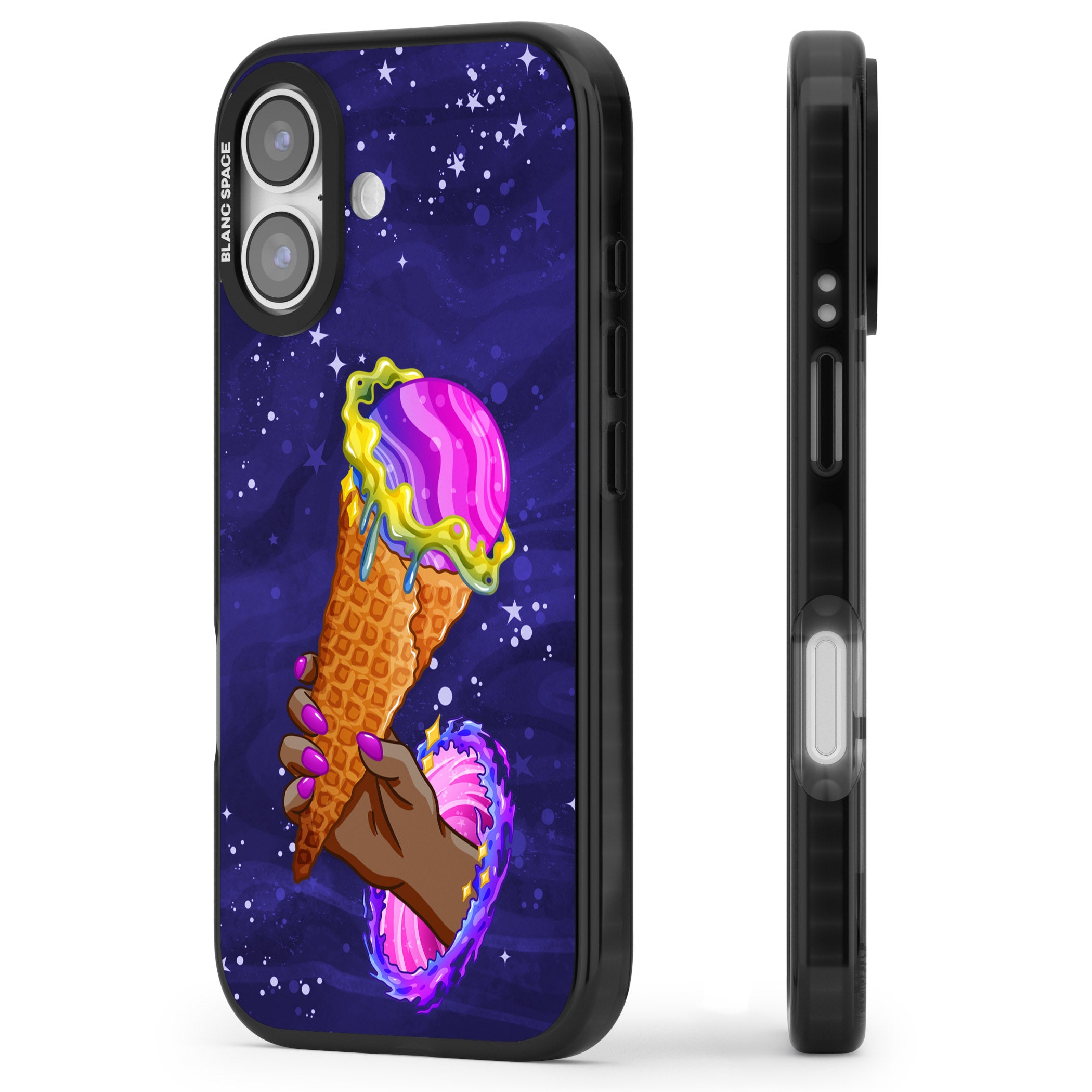 Interdimensional Ice Cream iPhone 17 Impact Black Phone Case Side Profile