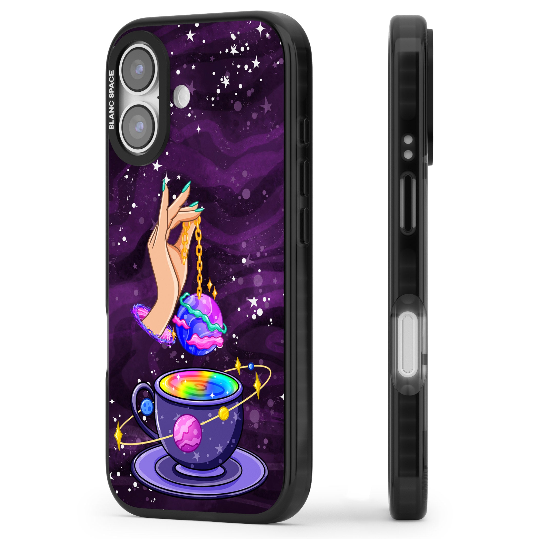 Space Tea iPhone 17 Impact Black Phone Case Side Profile