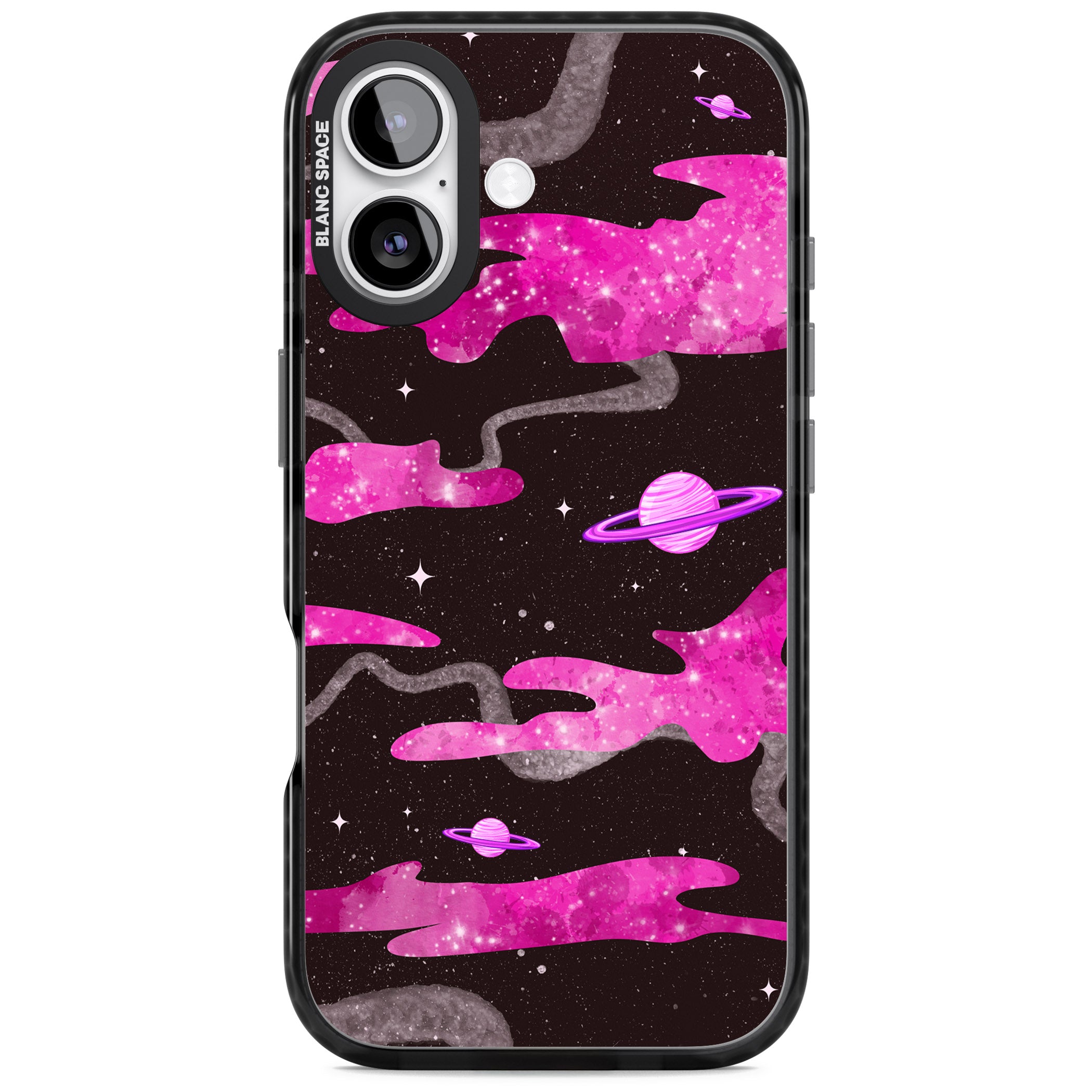 Pink Galaxy iPhone 17 Impact Black Phone Case