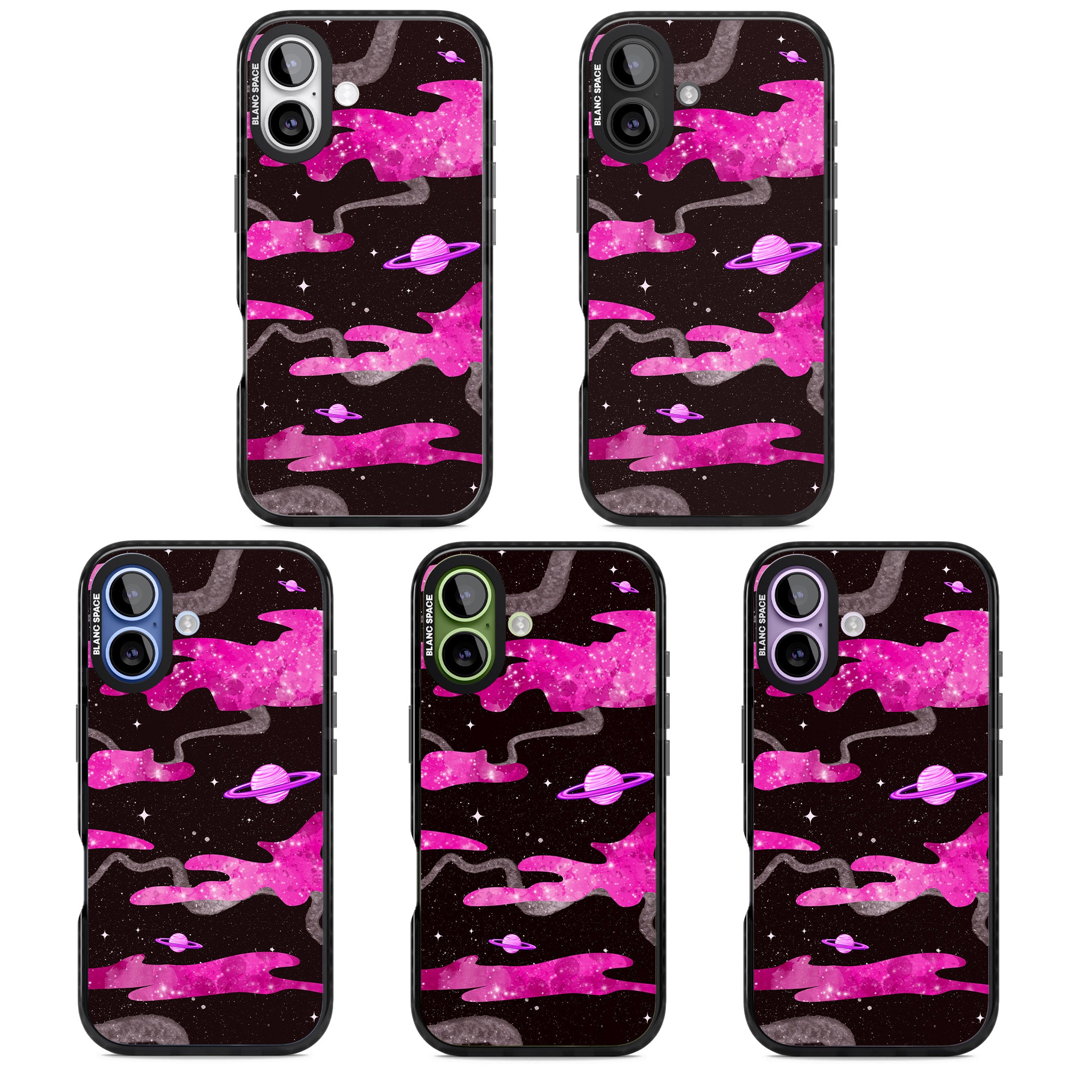 Pink Galaxy iPhone 17 Impact Black Phone Case APT Impact Protection