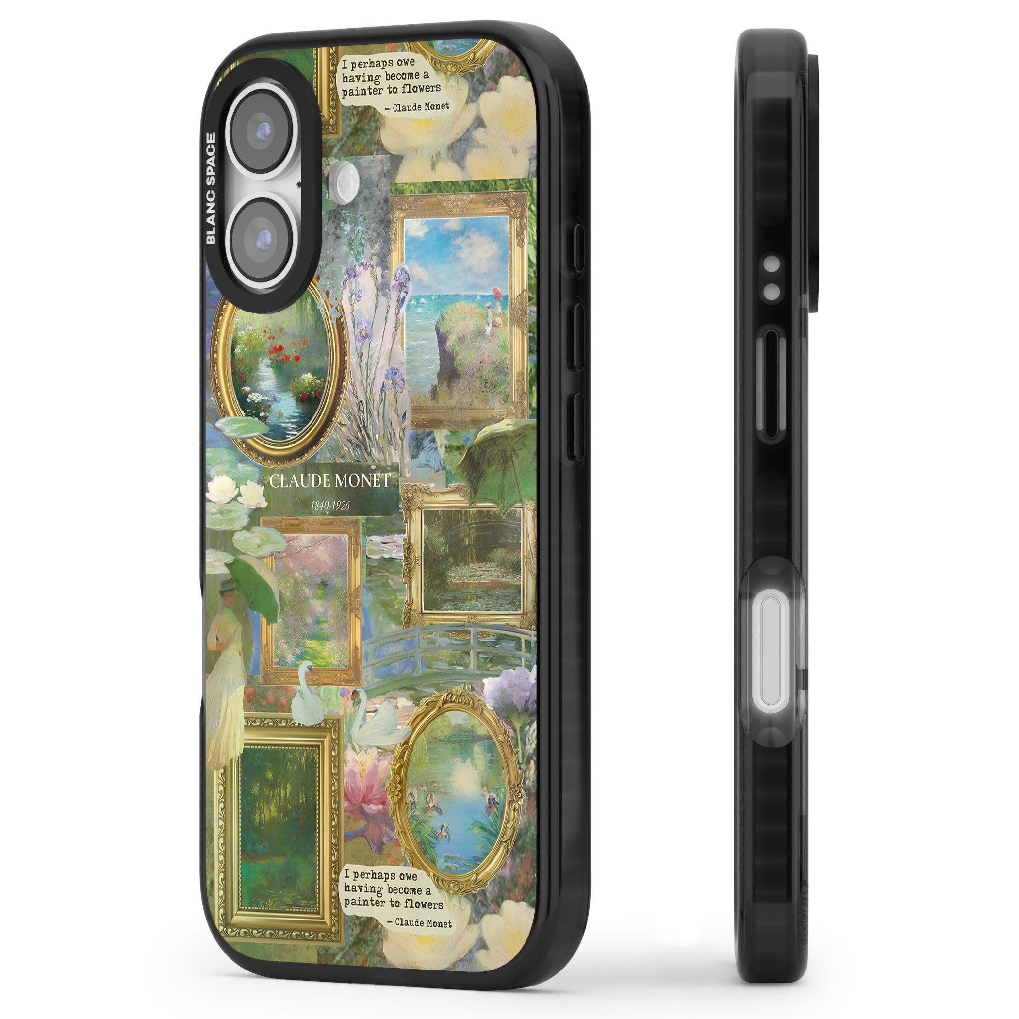 Vintage Floral Frames iPhone 17 Impact Black Phone Case Side Profile