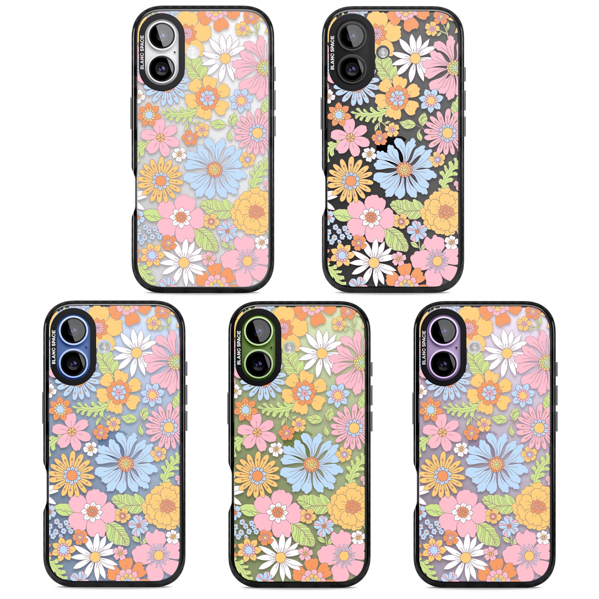 Pastel Flower Pattern iPhone 17 Impact Black Phone Case APT Impact Protection