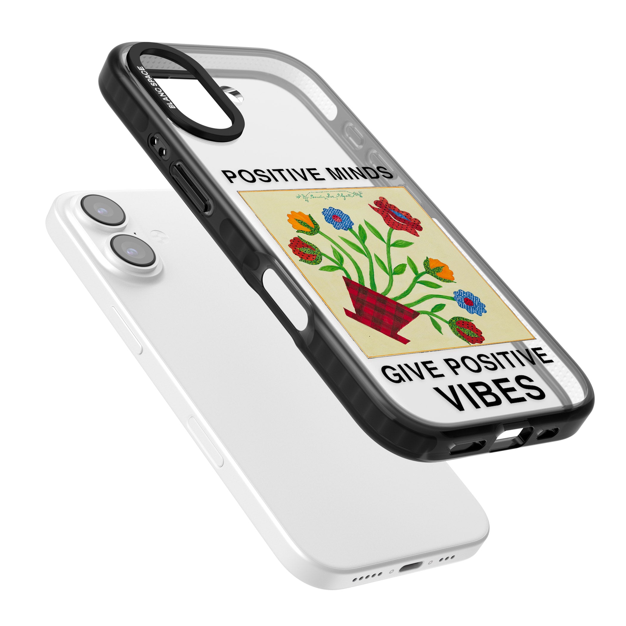 Positive Minds Give Positive Vibes iPhone 17 Impact Black Phone Case Colours