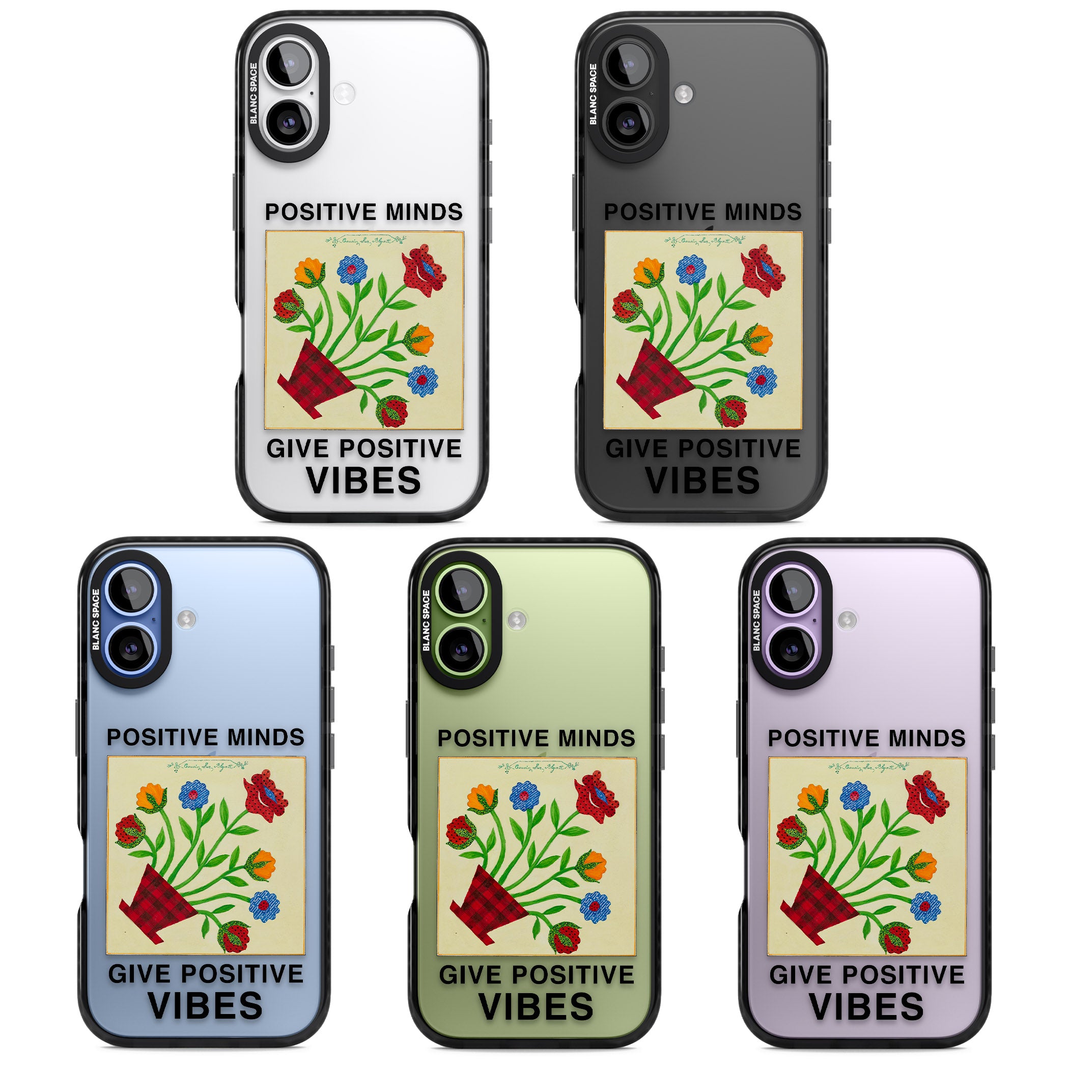Positive Minds Give Positive Vibes iPhone 17 Impact Black Phone Case APT Impact Protection