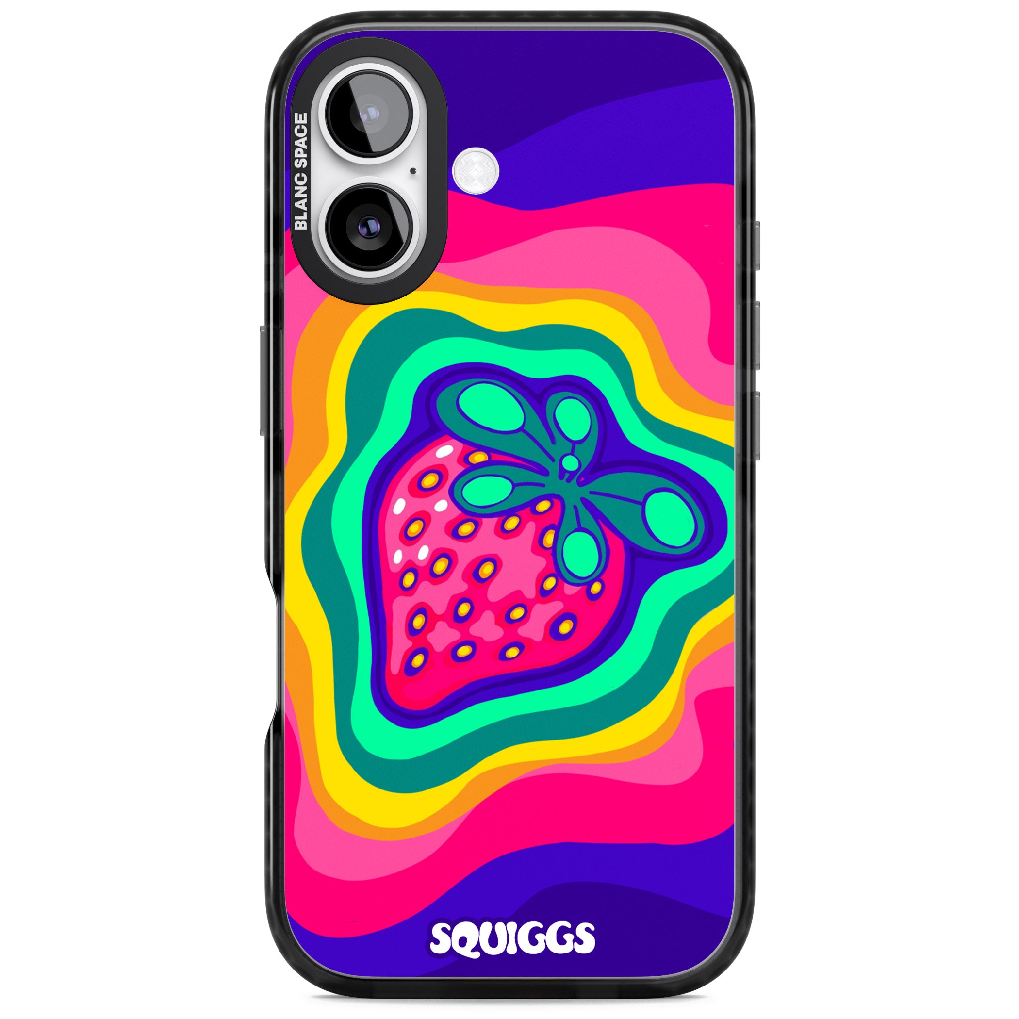 Strawberry Rainbow iPhone 17 Impact Black Phone Case