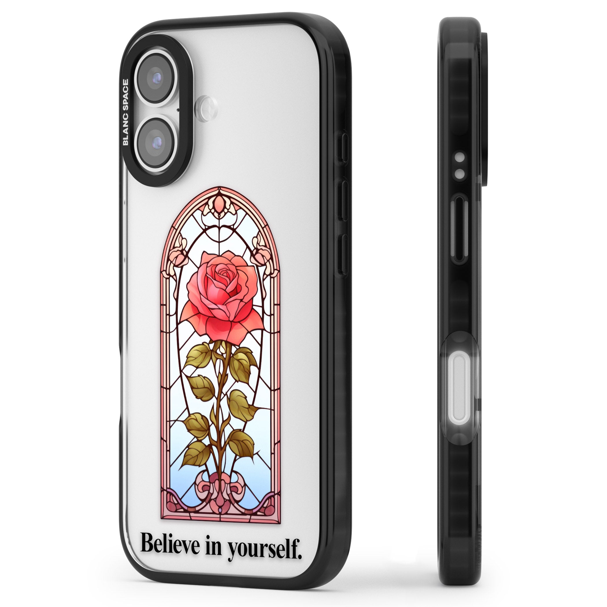 Believe In Yourself iPhone 17 Impact Black Phone Case Side Profile
