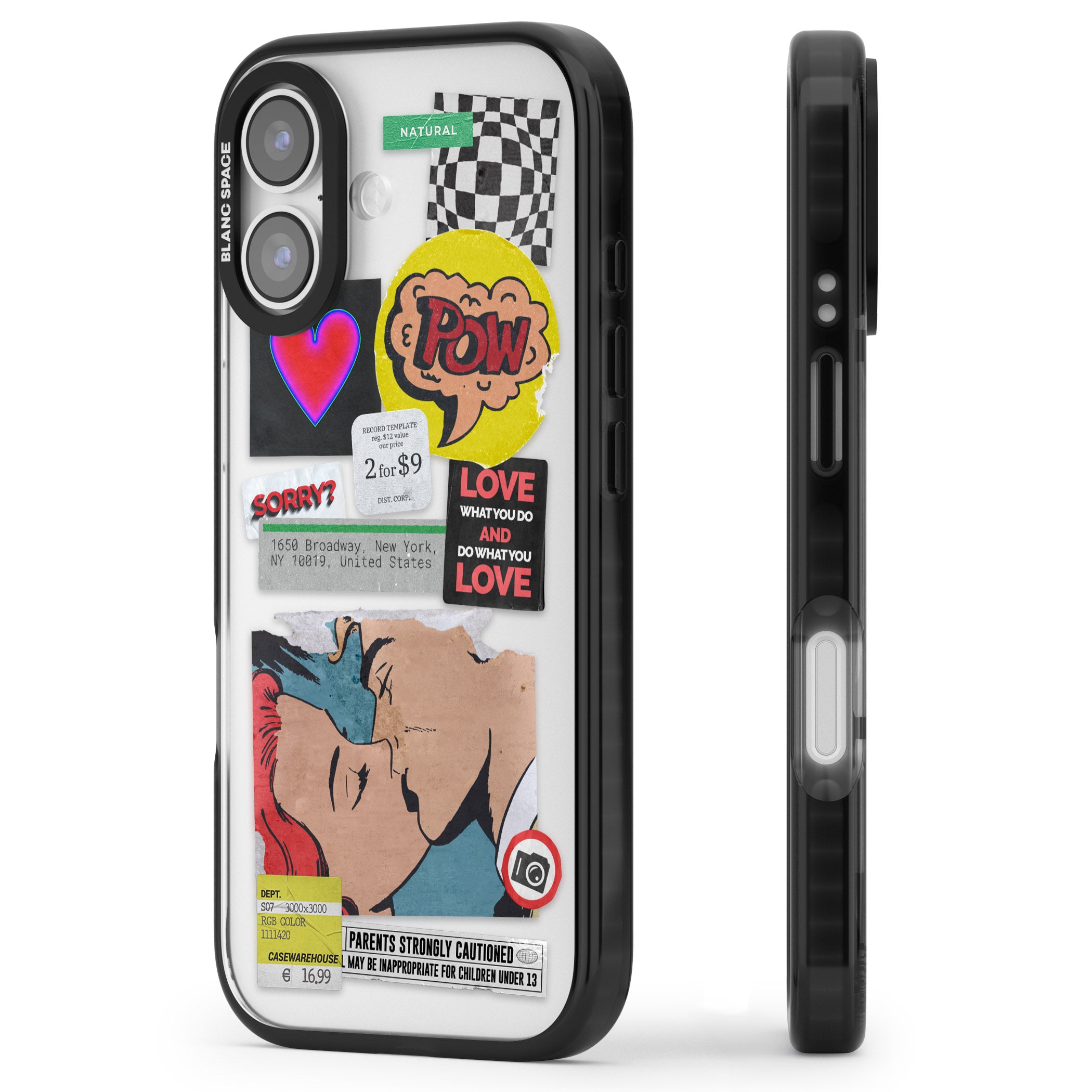Retro Sticker Mix iPhone 17 Impact Black Phone Case Side Profile