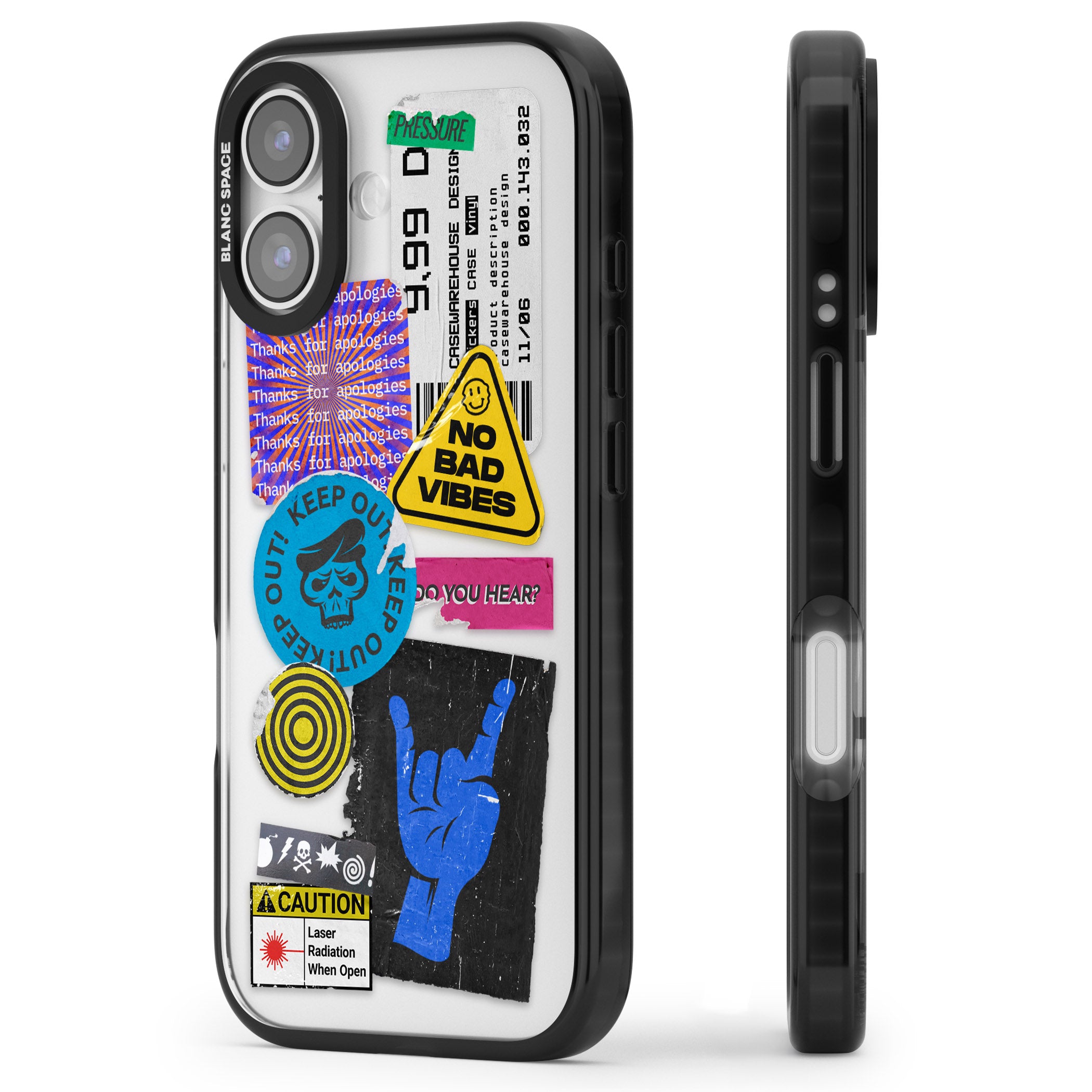 No Bad Vibes Sticker Mix iPhone 17 Impact Black Phone Case Side Profile
