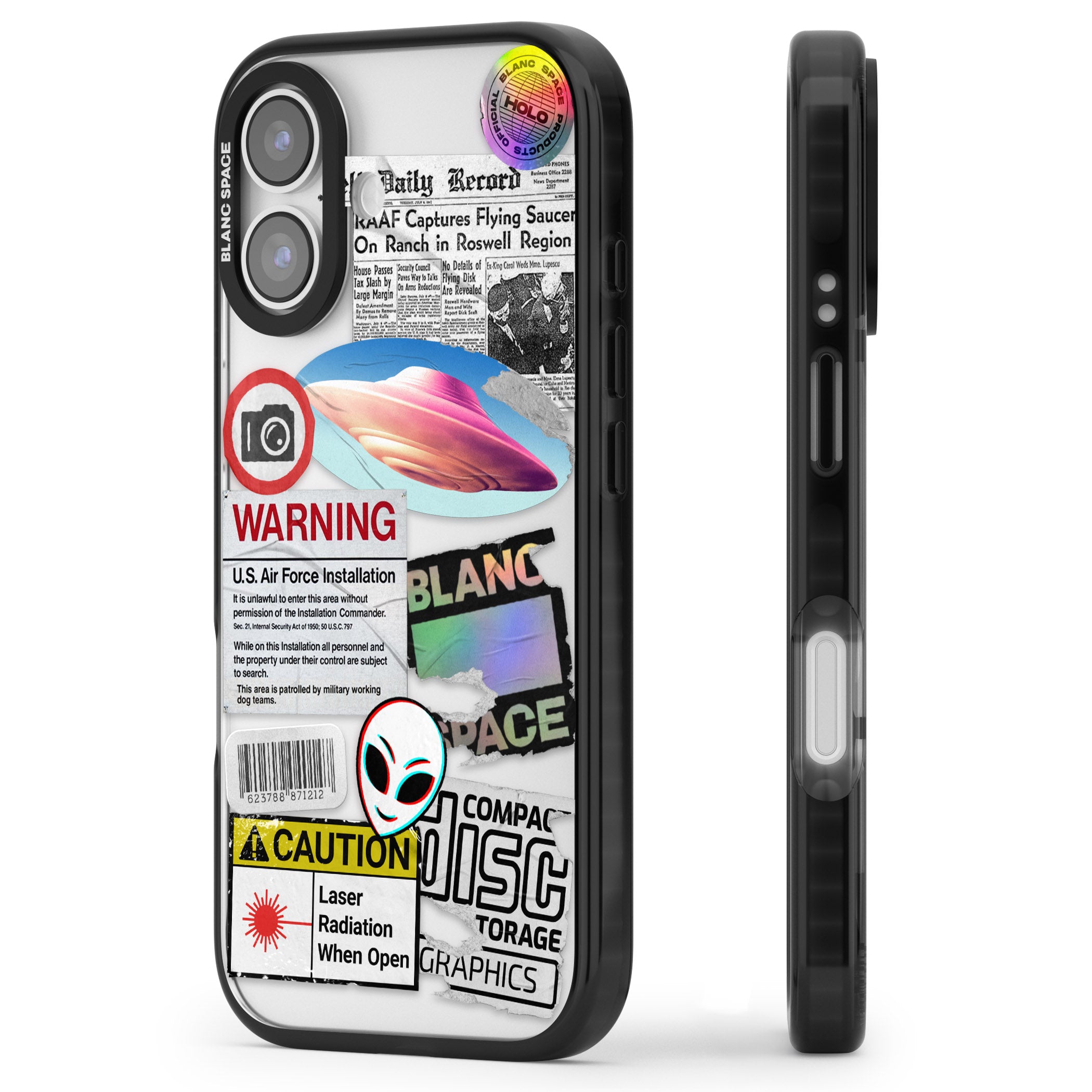 Cosmic Encounters iPhone 17 Impact Black Phone Case Side Profile