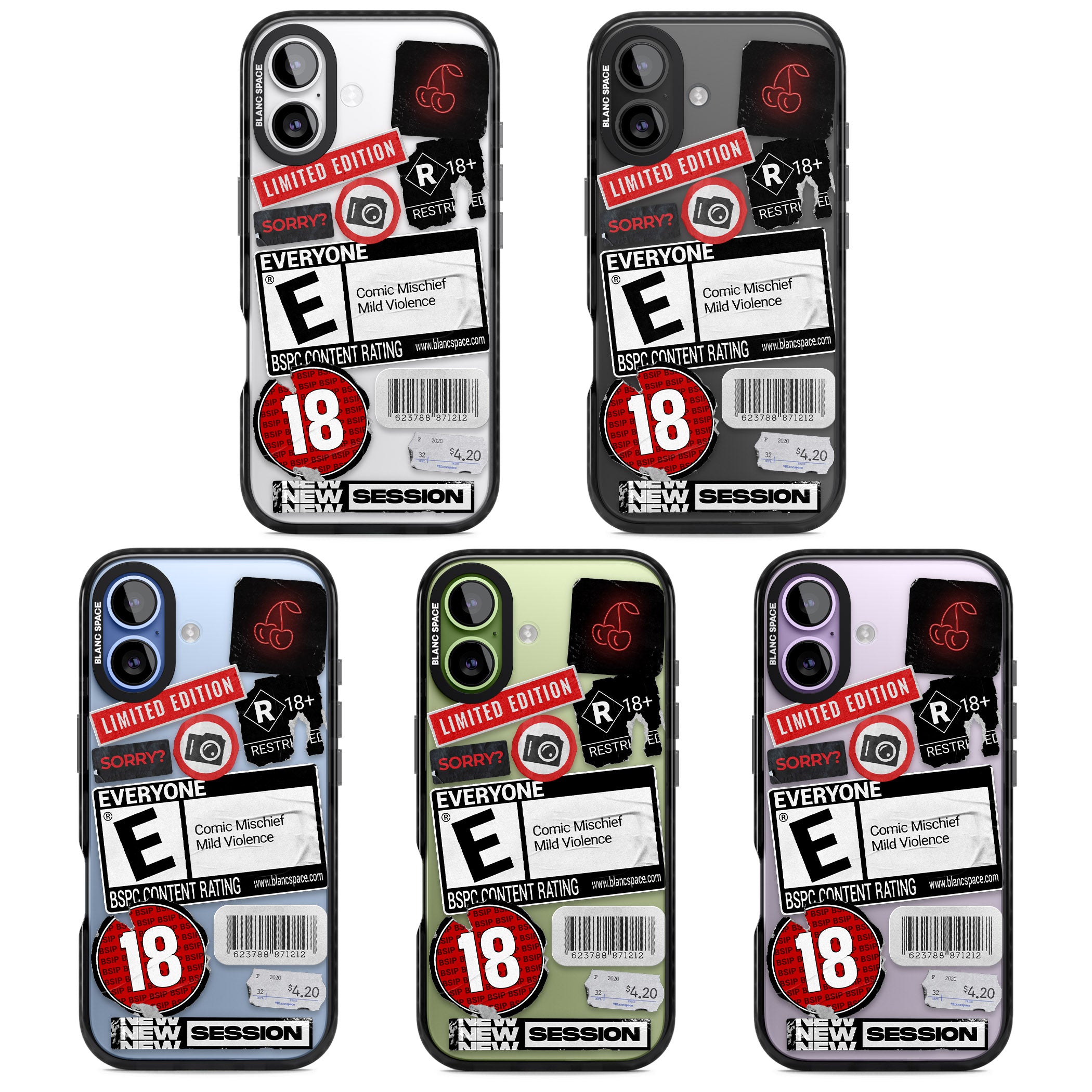 Rated 18+ Sticker Mix iPhone 17 Impact Black Phone Case APT Impact Protection