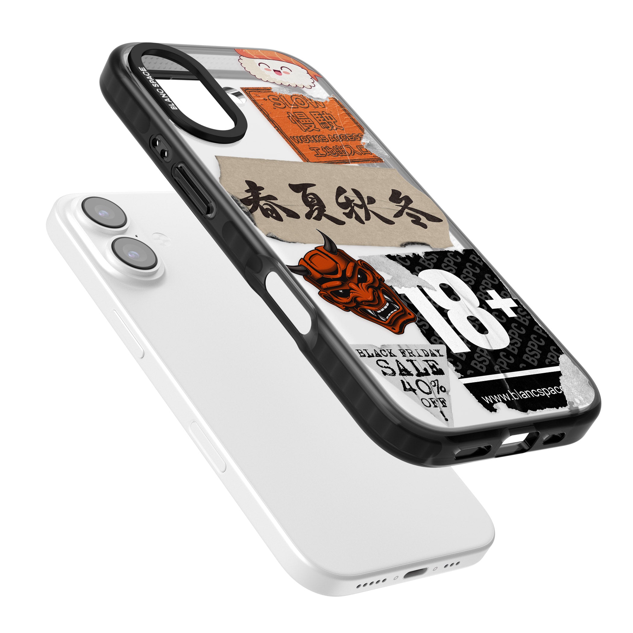 Asian Sticker Mix iPhone 17 Impact Black Phone Case Colours