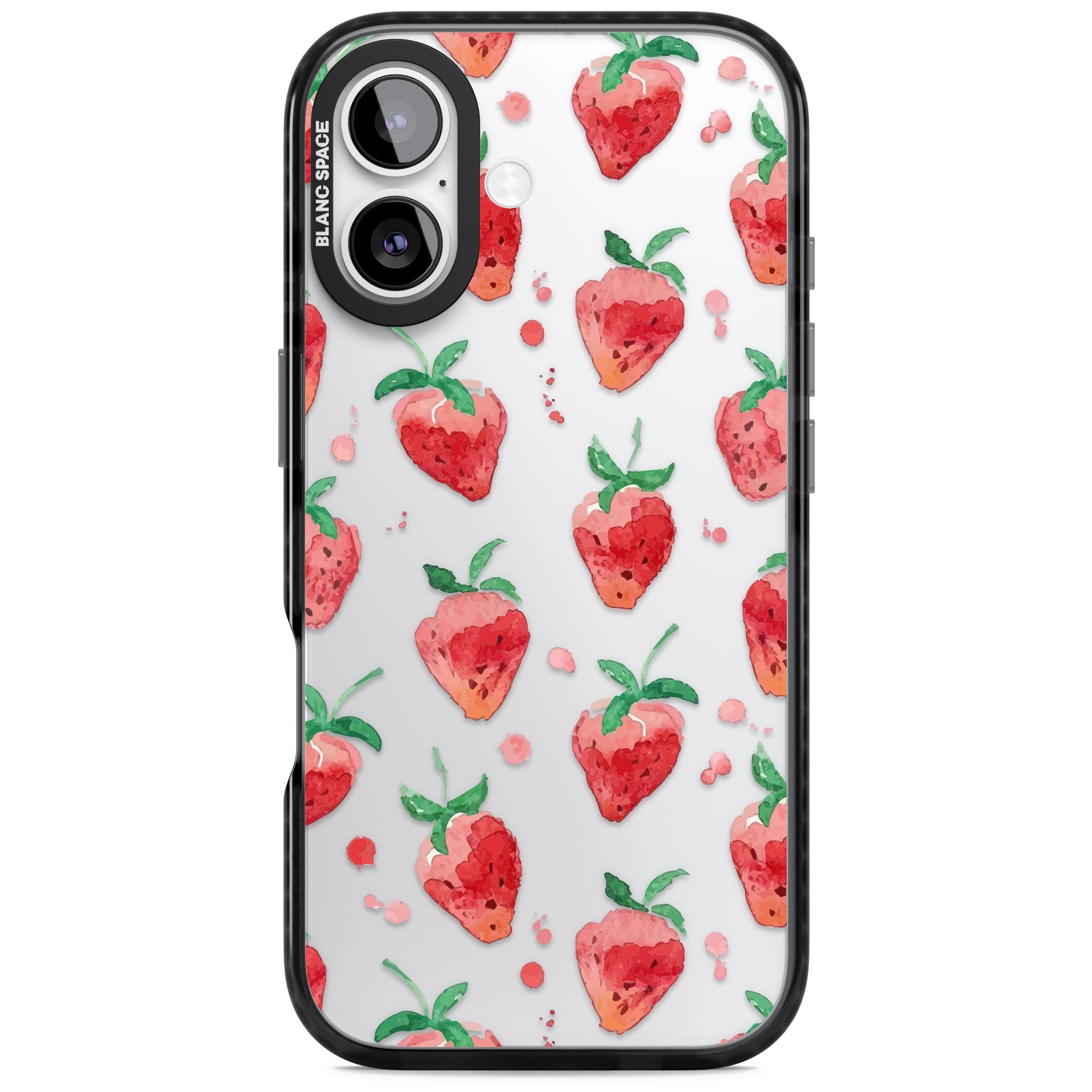 Strawberry Watercolour iPhone 17 Impact Black Phone Case