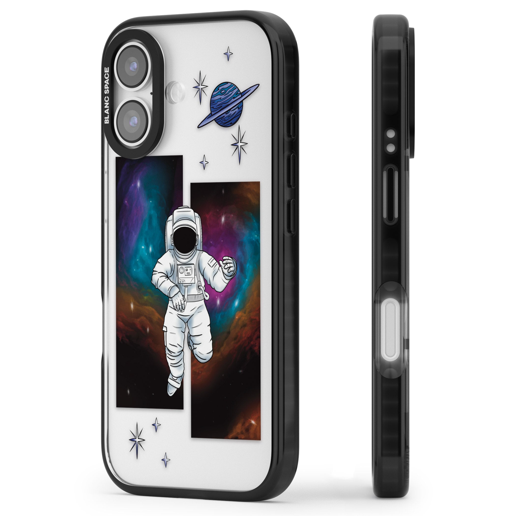 Escape The Nebula iPhone 17 Impact Black Phone Case Side Profile