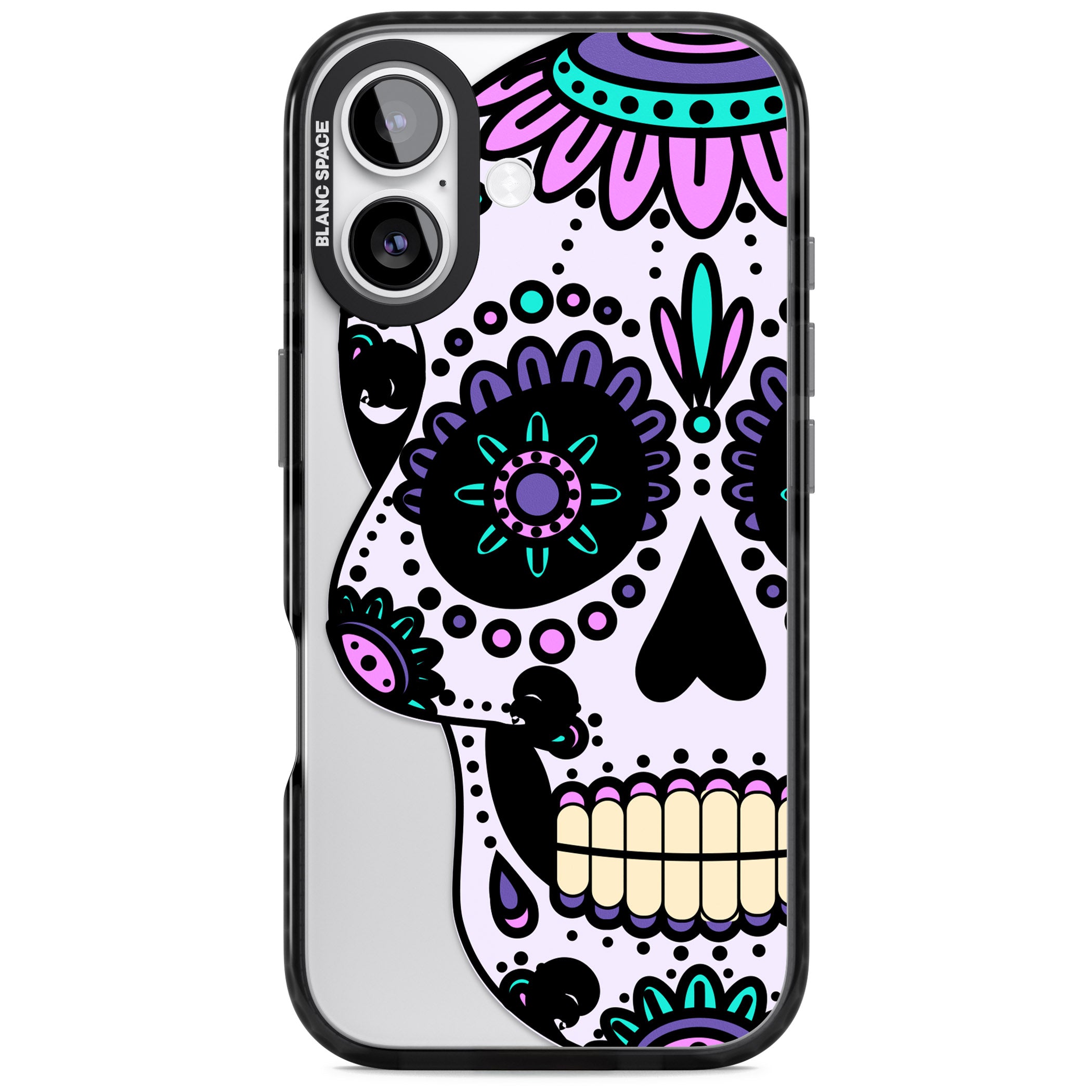 Violet Sugar Skull iPhone 17 Impact Black Phone Case