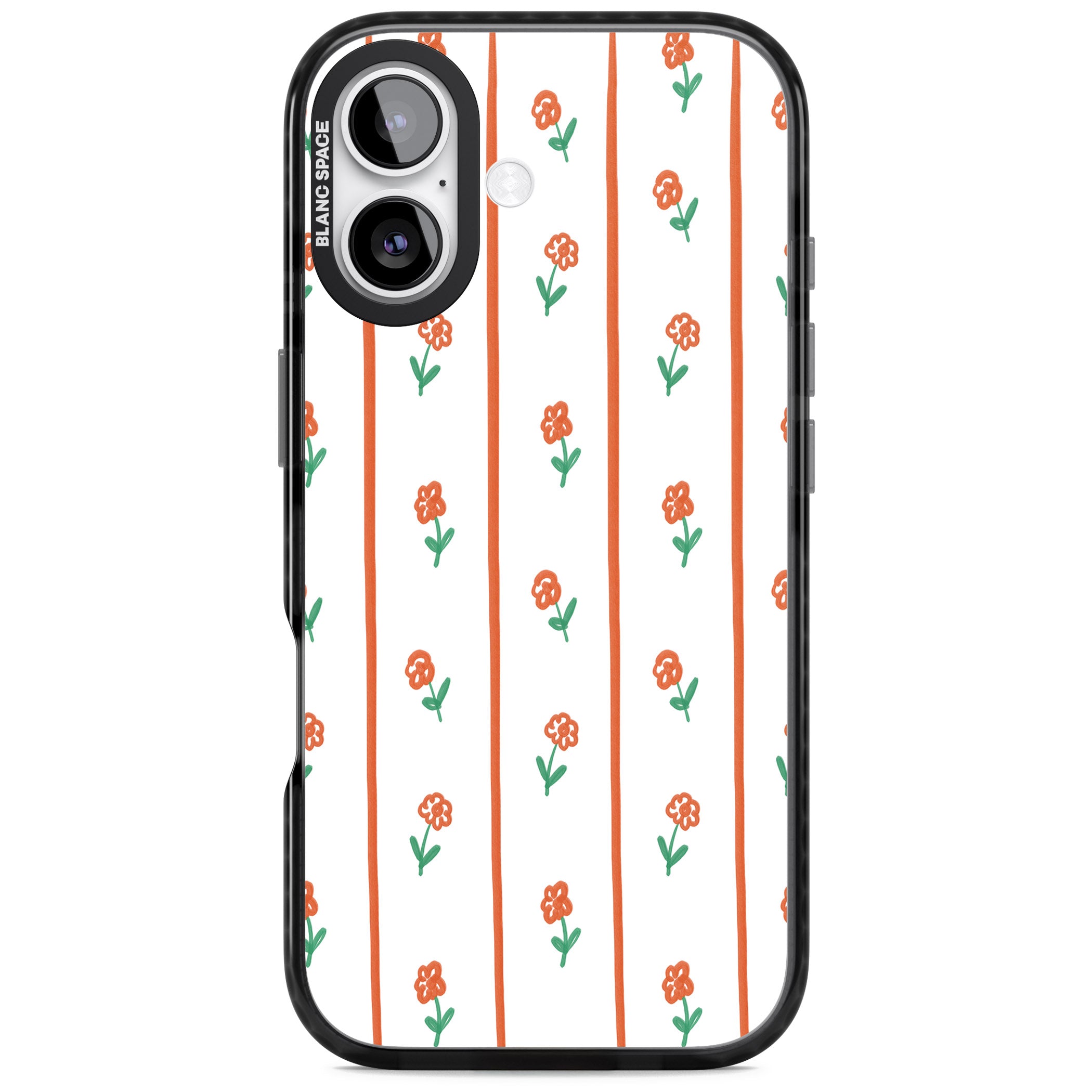 Minimal Floral Stripe iPhone 17 Impact Black Phone Case