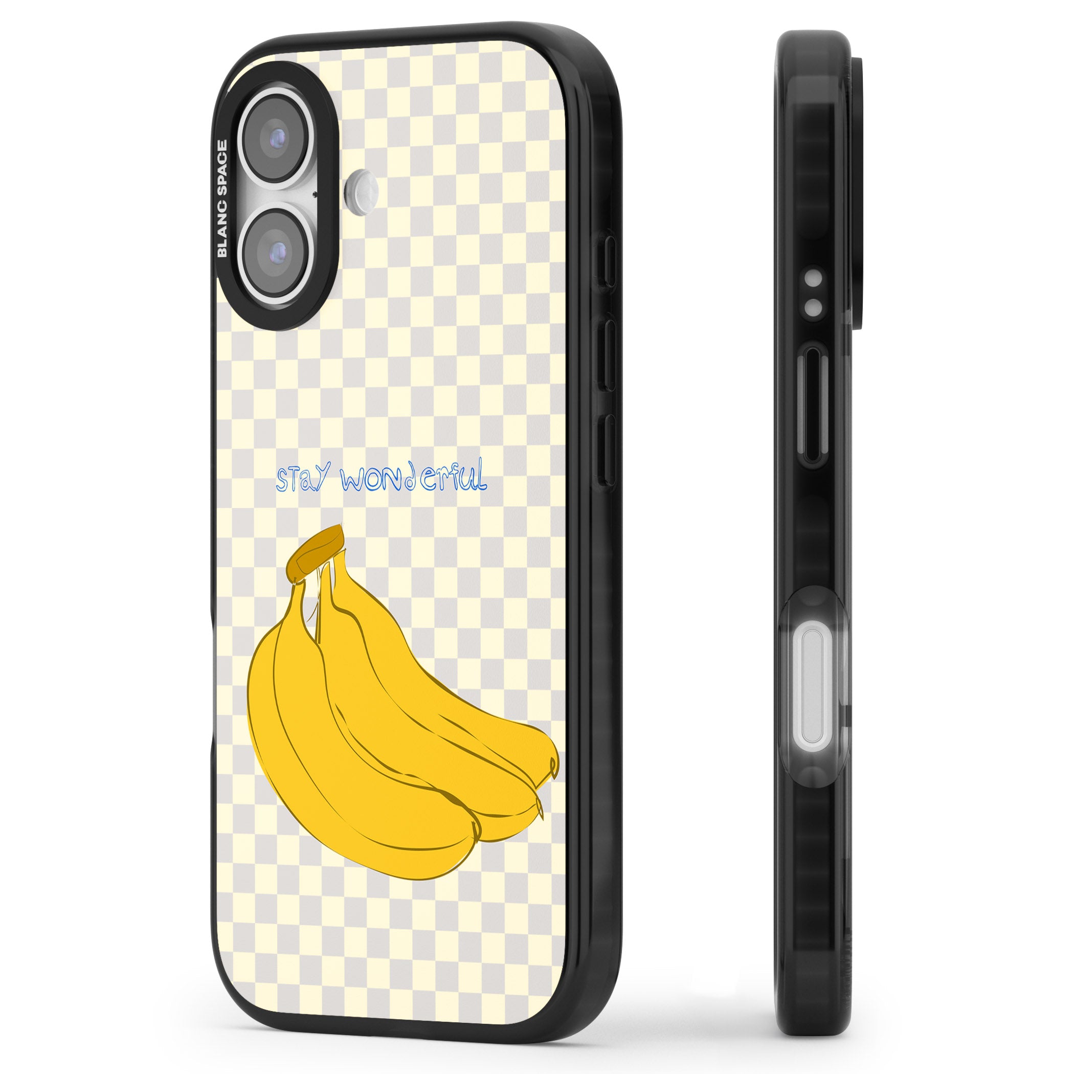 Stay Wonderful Banana iPhone 17 Impact Black Phone Case Side Profile