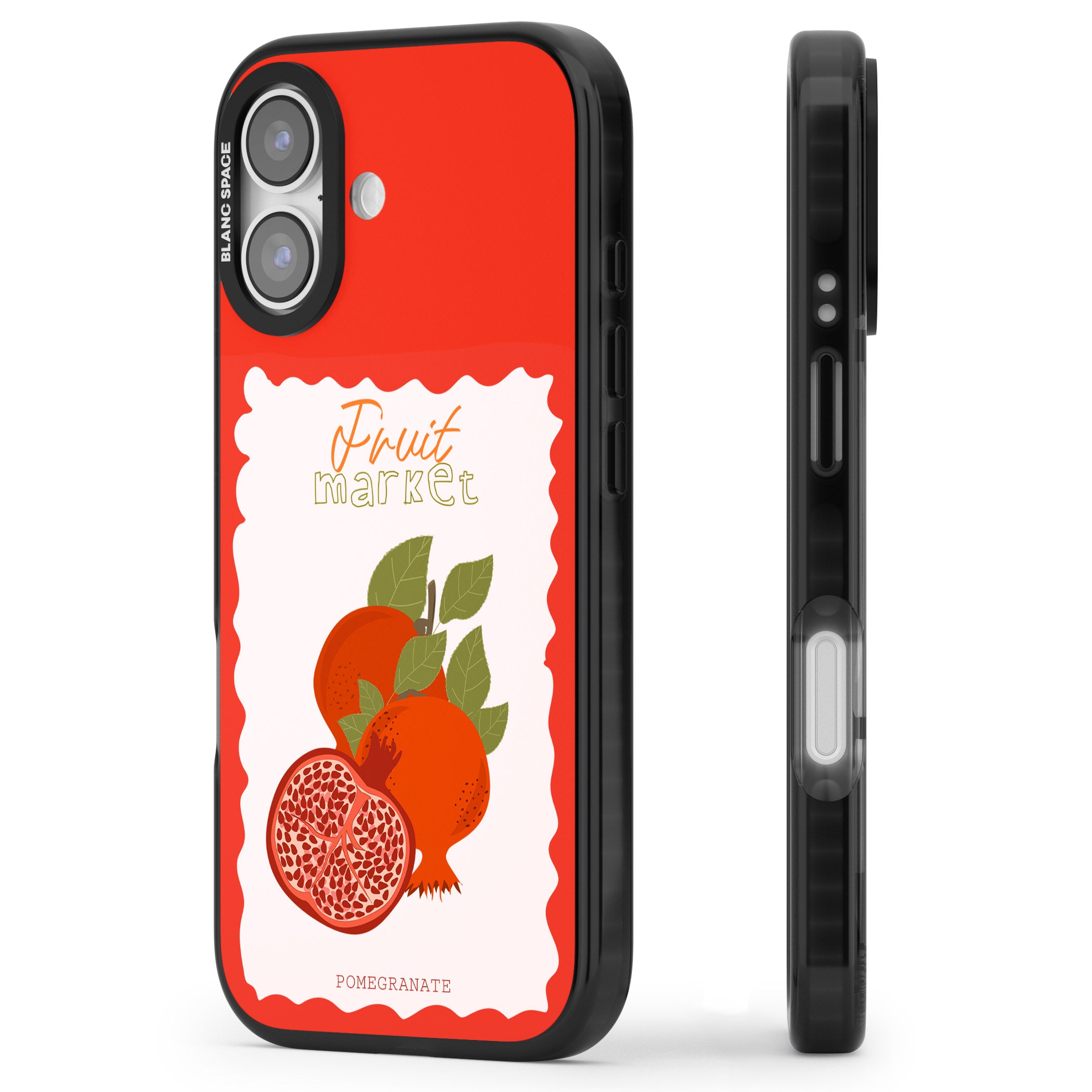 Fruit Market Pomegranate iPhone 17 Impact Black Phone Case Side Profile