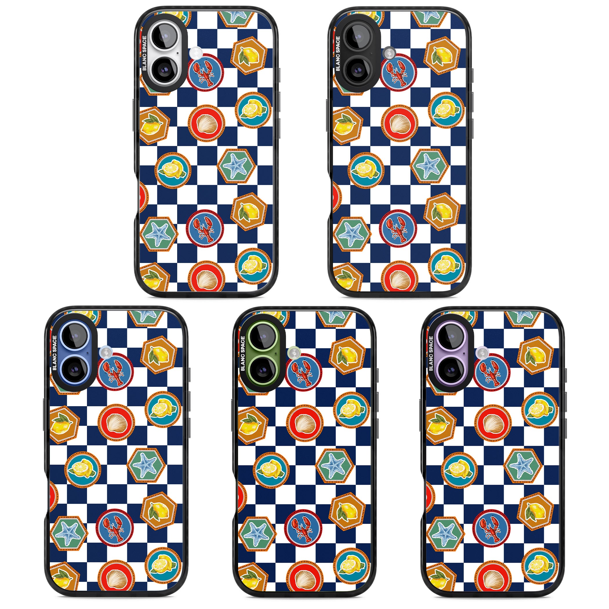Coastal Check Pattern iPhone 17 Impact Black Phone Case APT Impact Protection