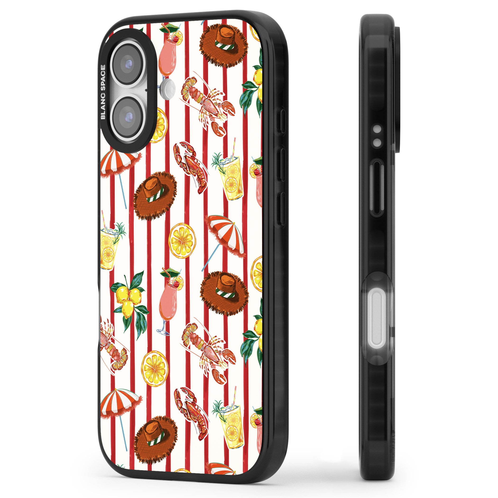 Italian Beach Pattern iPhone 17 Impact Black Phone Case Side Profile