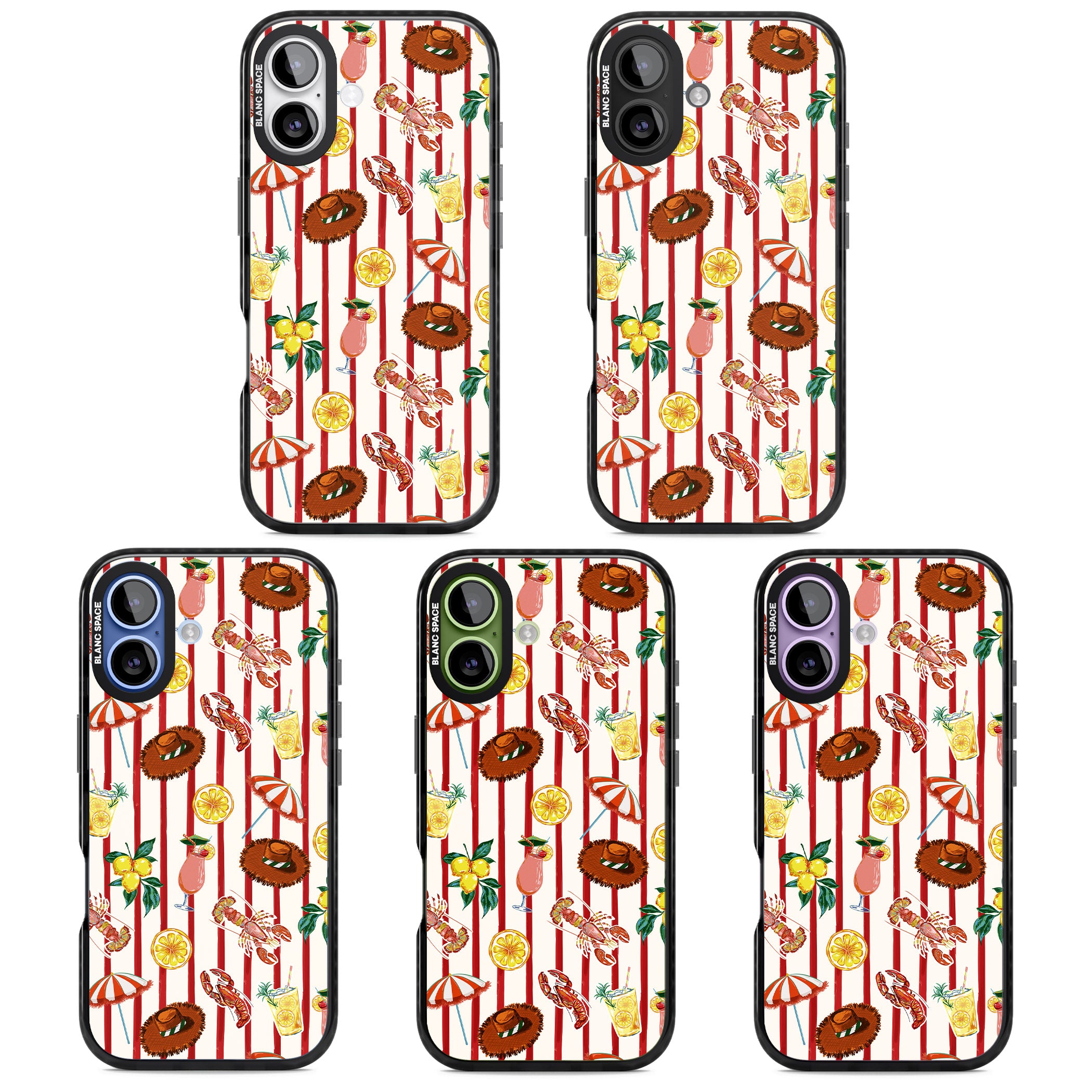 Italian Beach Pattern iPhone 17 Impact Black Phone Case APT Impact Protection