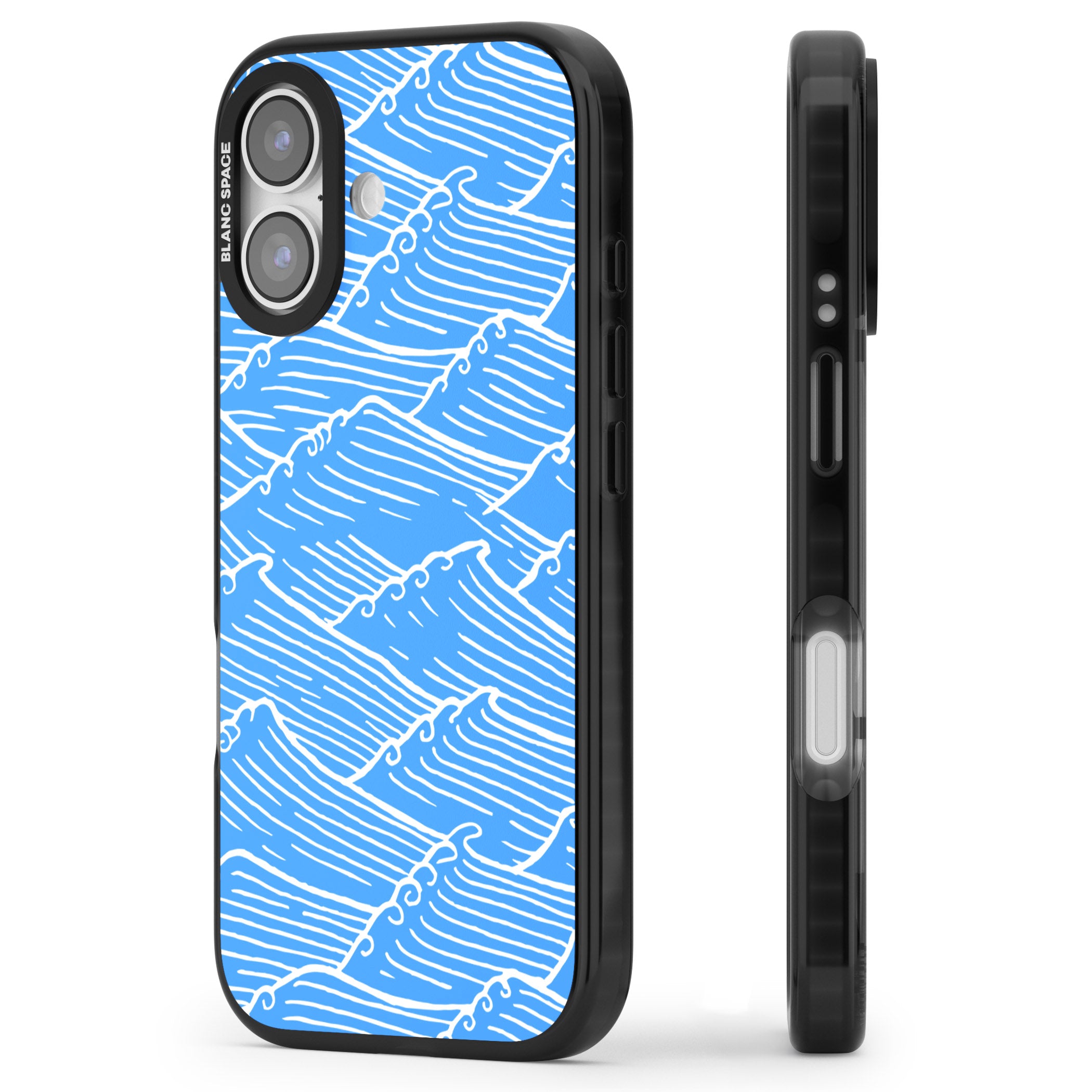 Waves Pattern iPhone 17 Impact Black Phone Case Side Profile