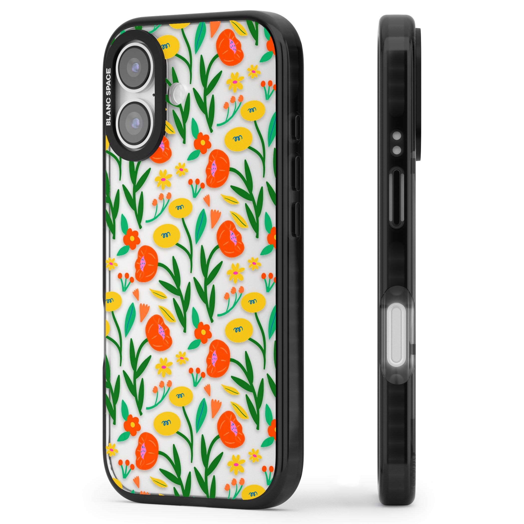 Summer Flower Fiesta iPhone 17 Impact Black Phone Case Side Profile