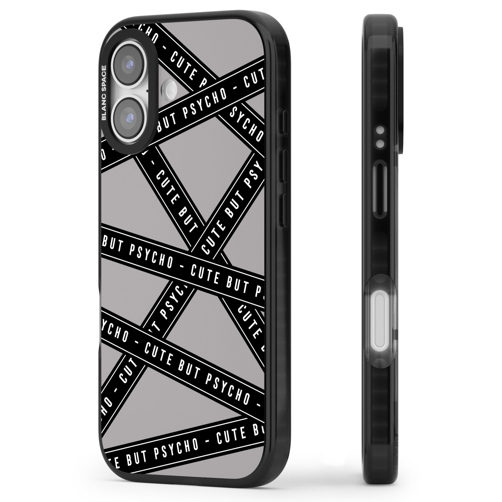 Cute But Psycho iPhone 17 Impact Black Phone Case Side Profile