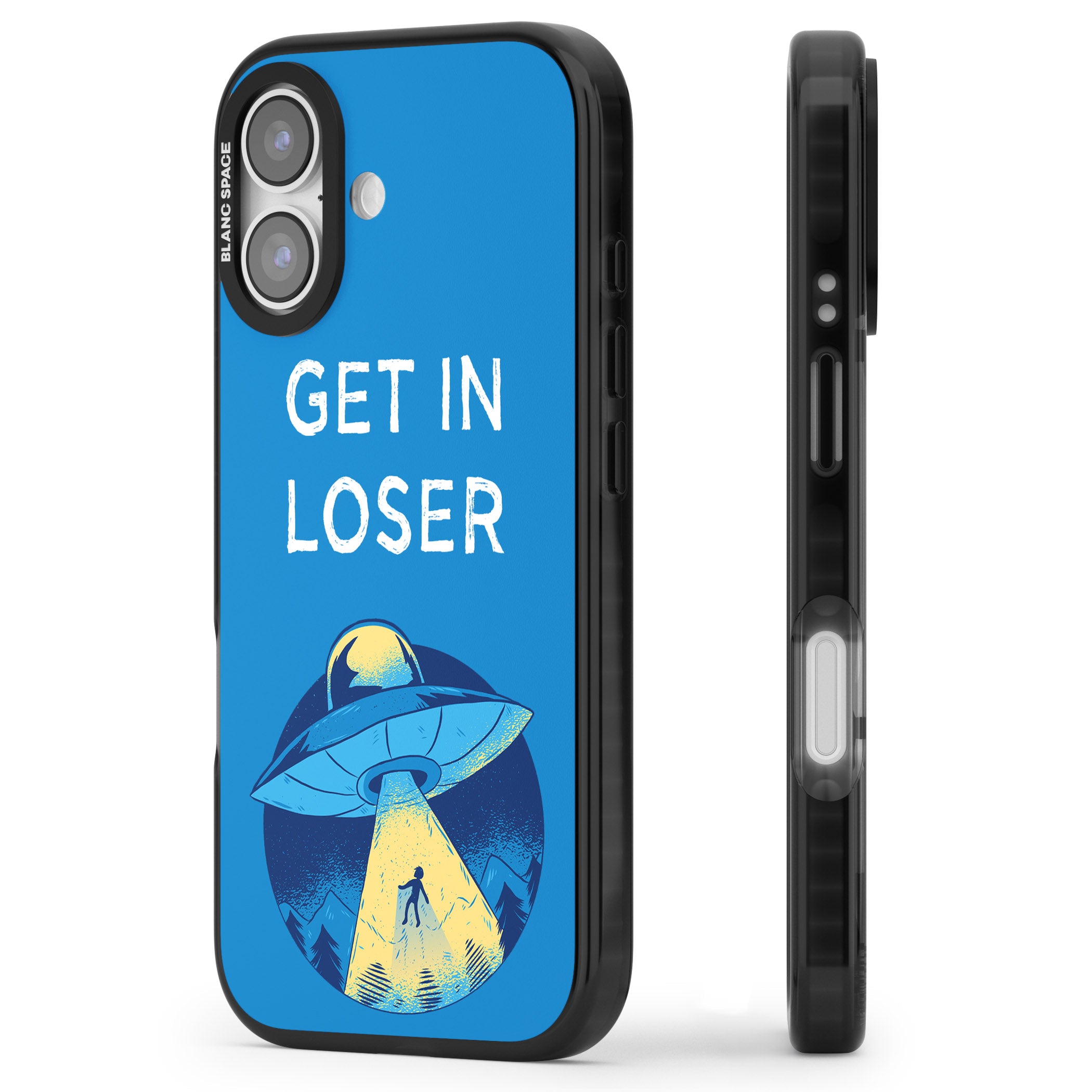 Get In Loser Ufo iPhone 17 Impact Black Phone Case Side Profile