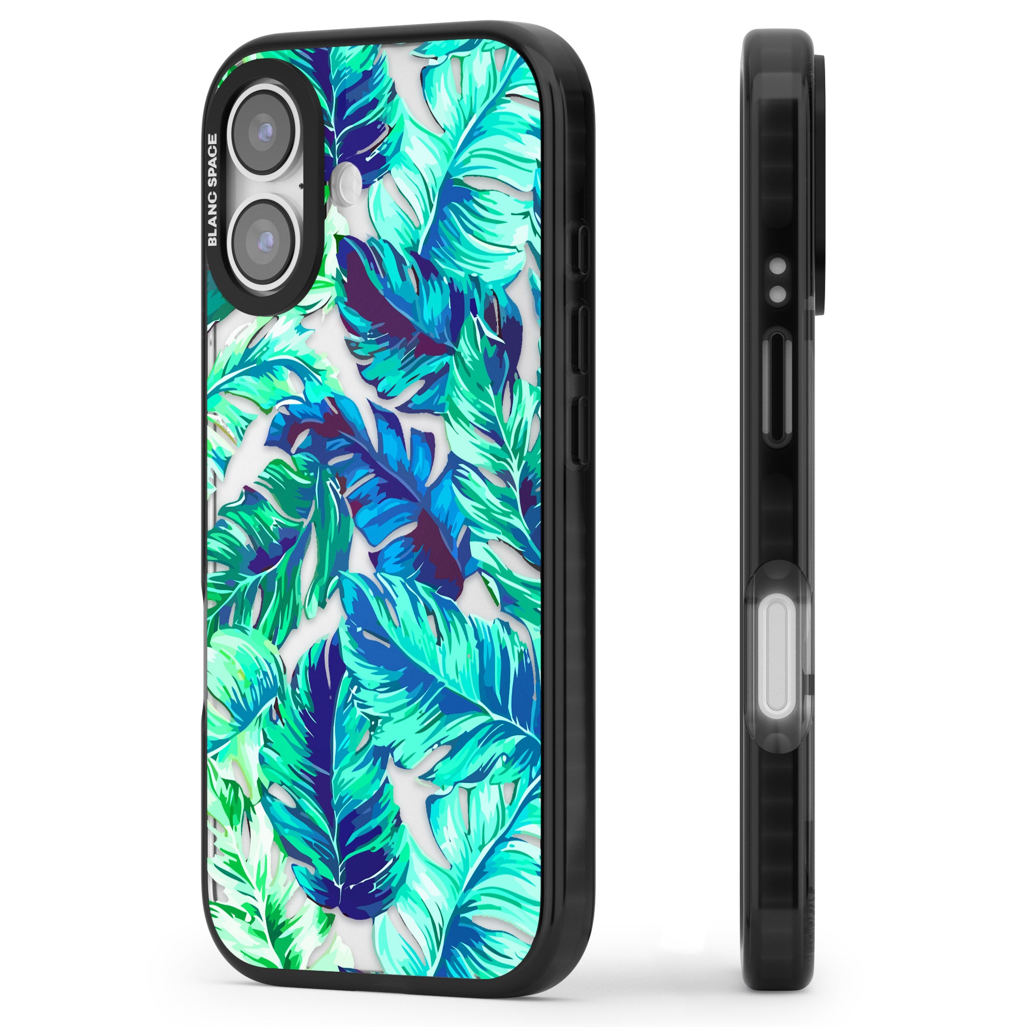 Tropical Palms iPhone 17 Impact Black Phone Case Side Profile