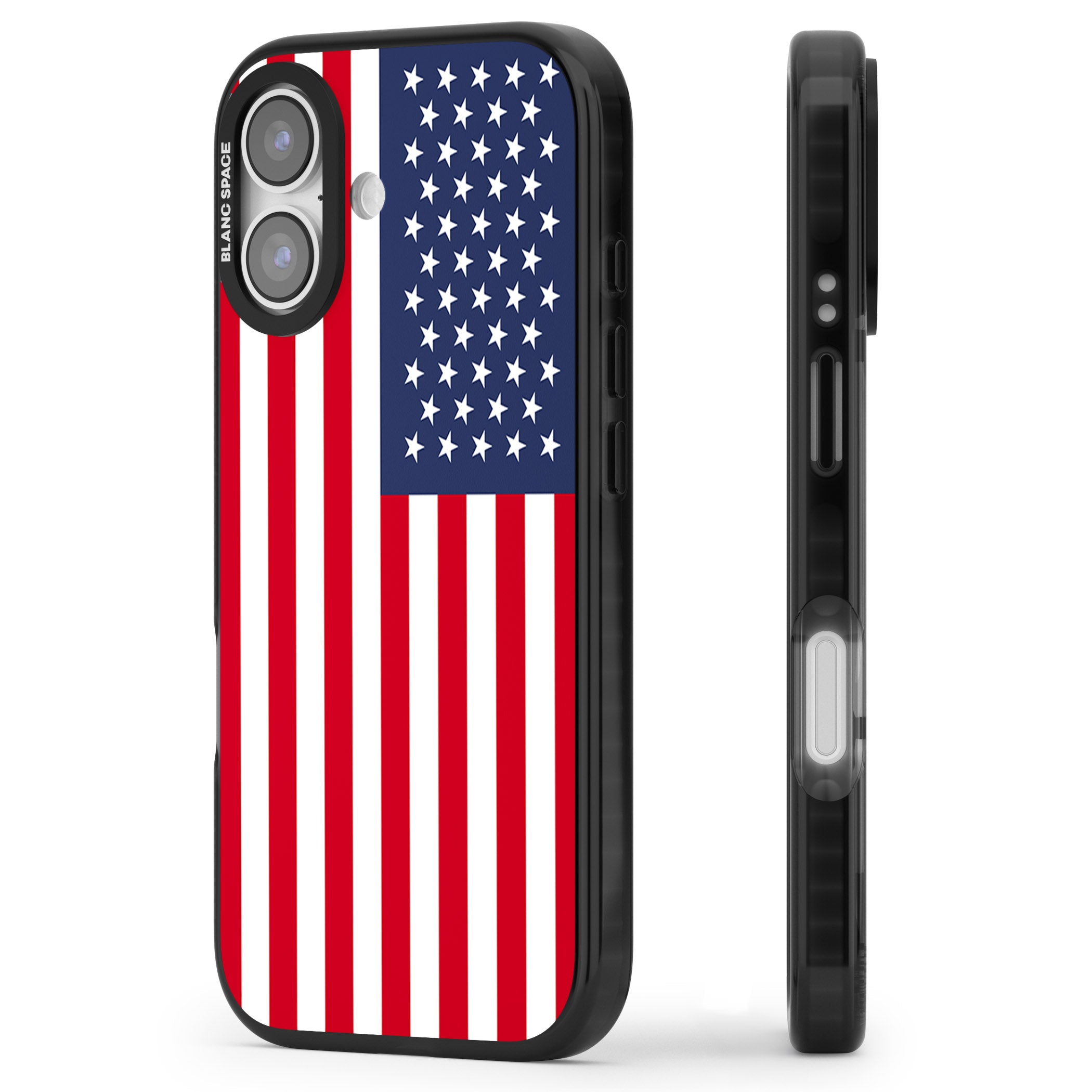 American Flag iPhone 17 Impact Black Phone Case Side Profile