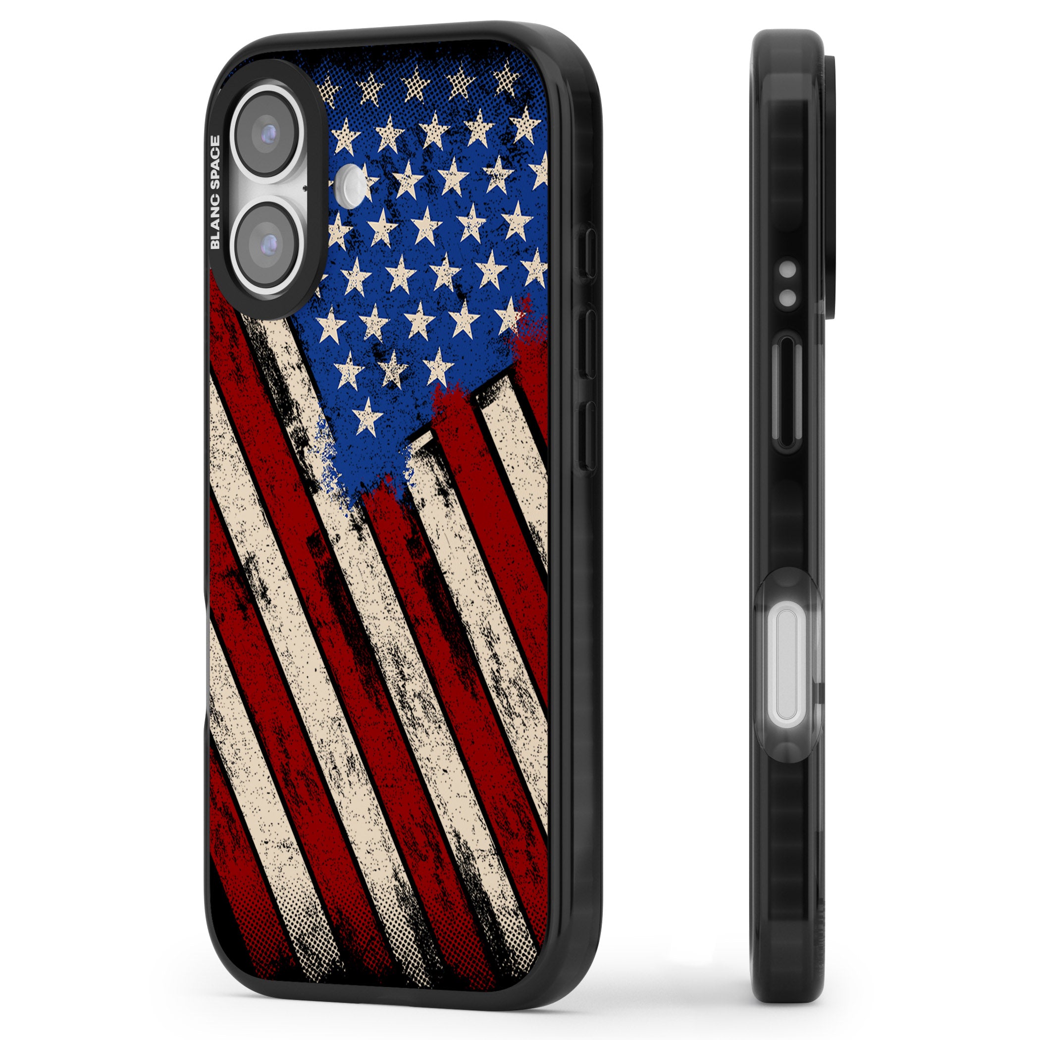 Distressed Us Flag iPhone 17 Impact Black Phone Case Side Profile