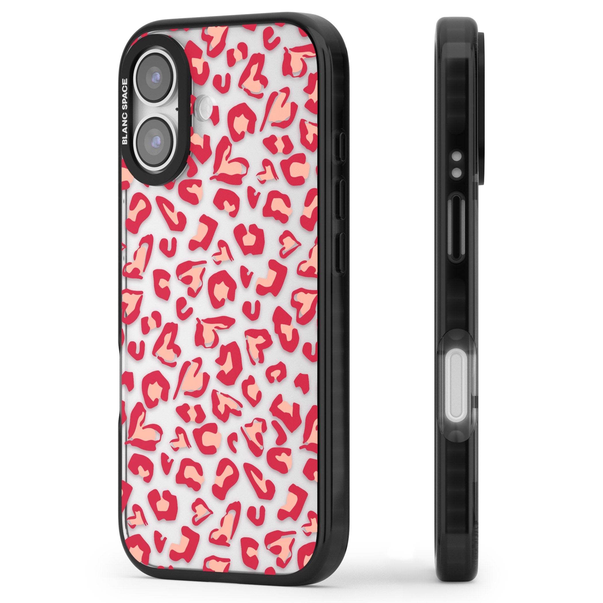 Heart Leopard Print iPhone 17 Impact Black Phone Case Side Profile