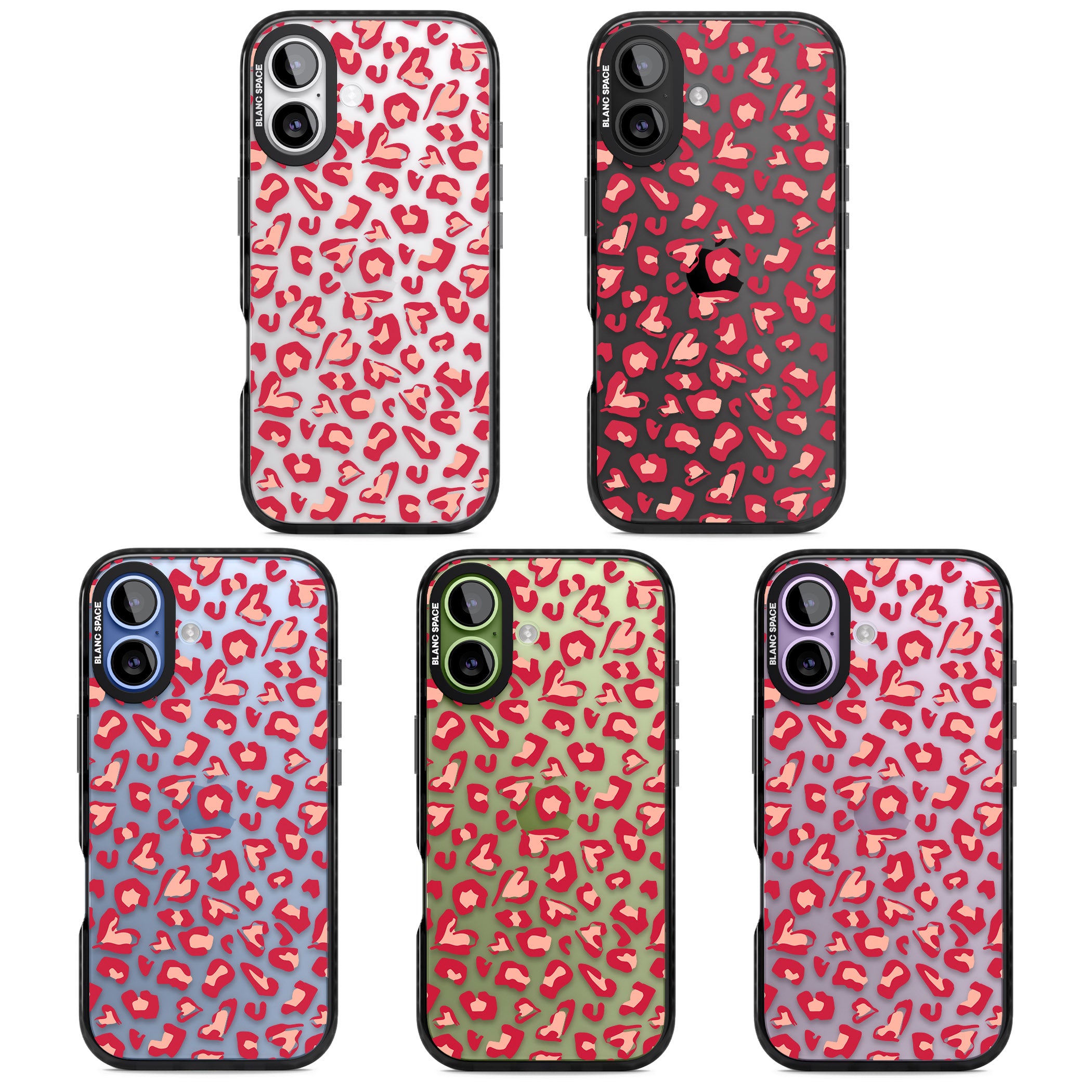 Heart Leopard Print iPhone 17 Impact Black Phone Case APT Impact Protection