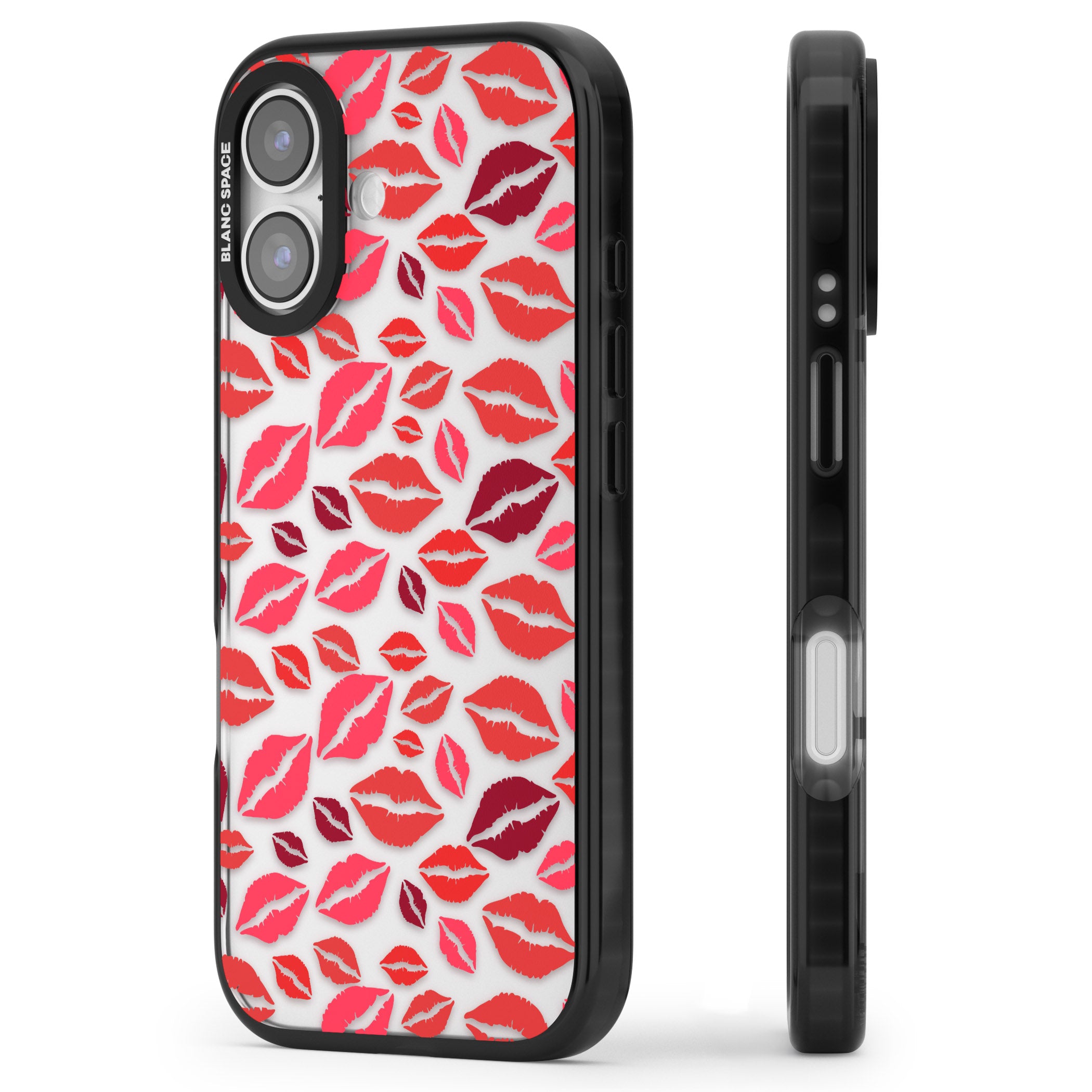 Lips Pattern iPhone 17 Impact Black Phone Case Side Profile