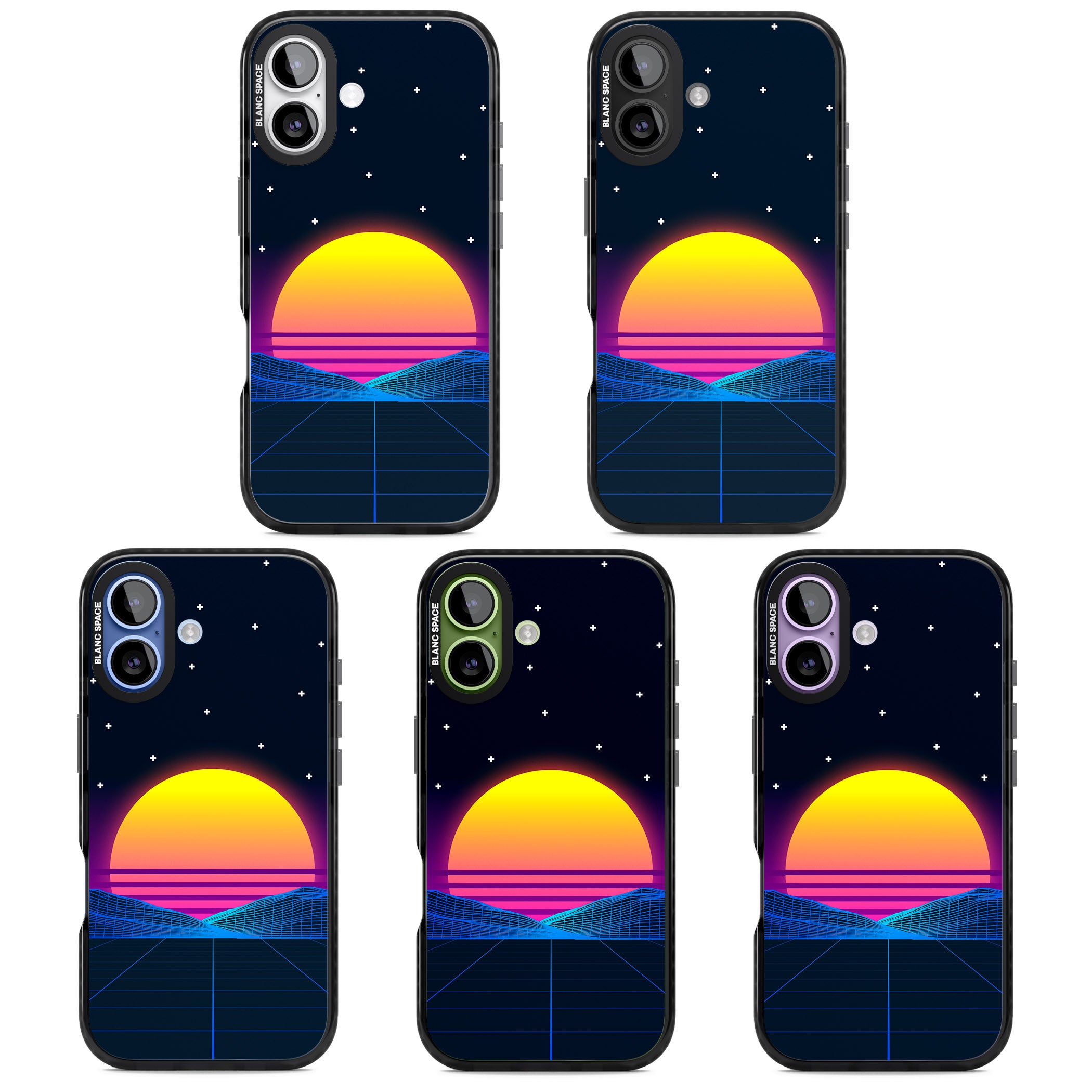 Retro Sunset Vaporwave iPhone 17 Impact Black Phone Case APT Impact Protection