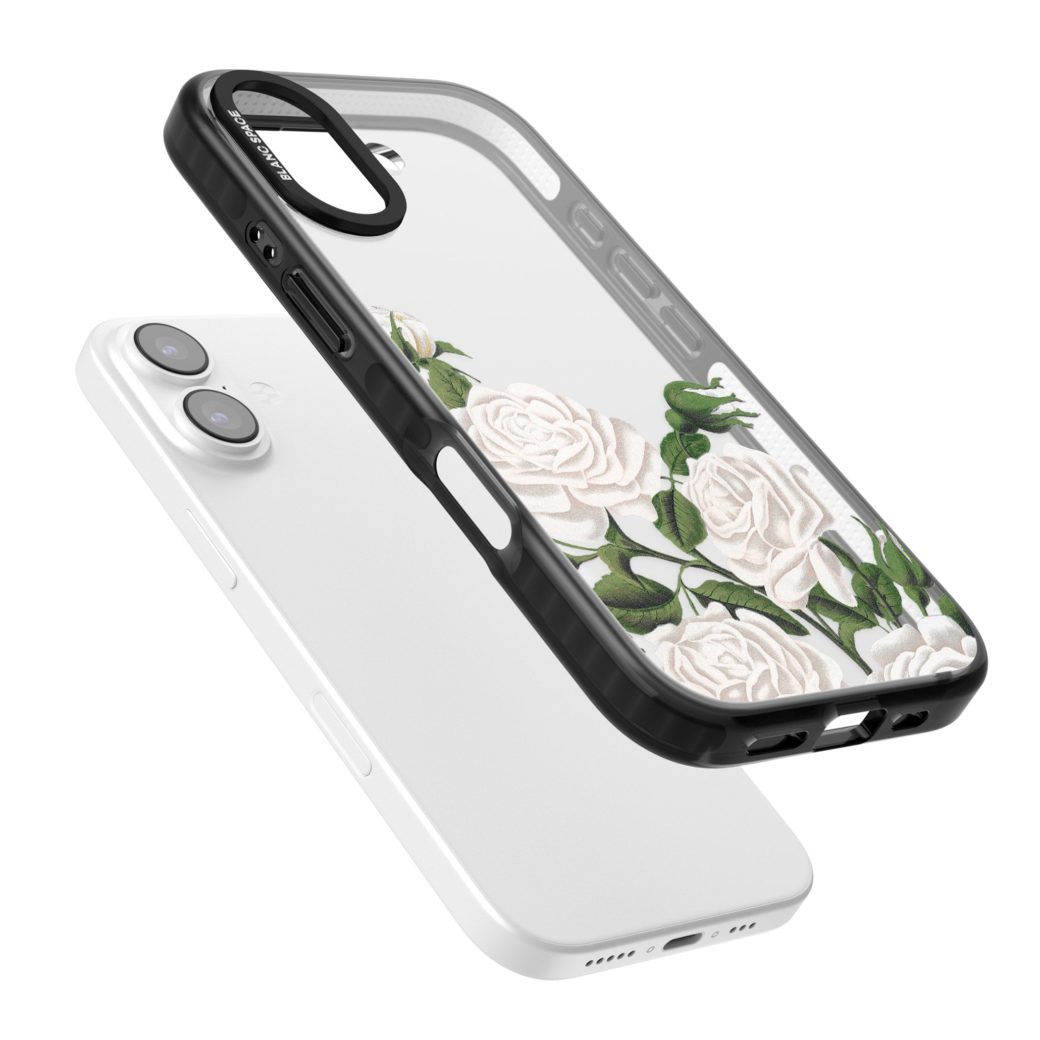 White Vintage Painted Flowers iPhone 17 Impact Black Phone Case Colours