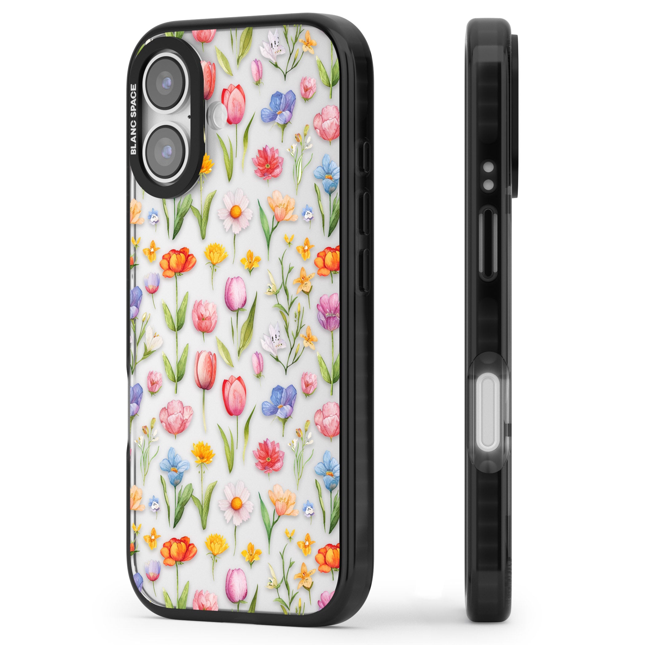 Small Flower Mix iPhone 17 Impact Black Phone Case Side Profile