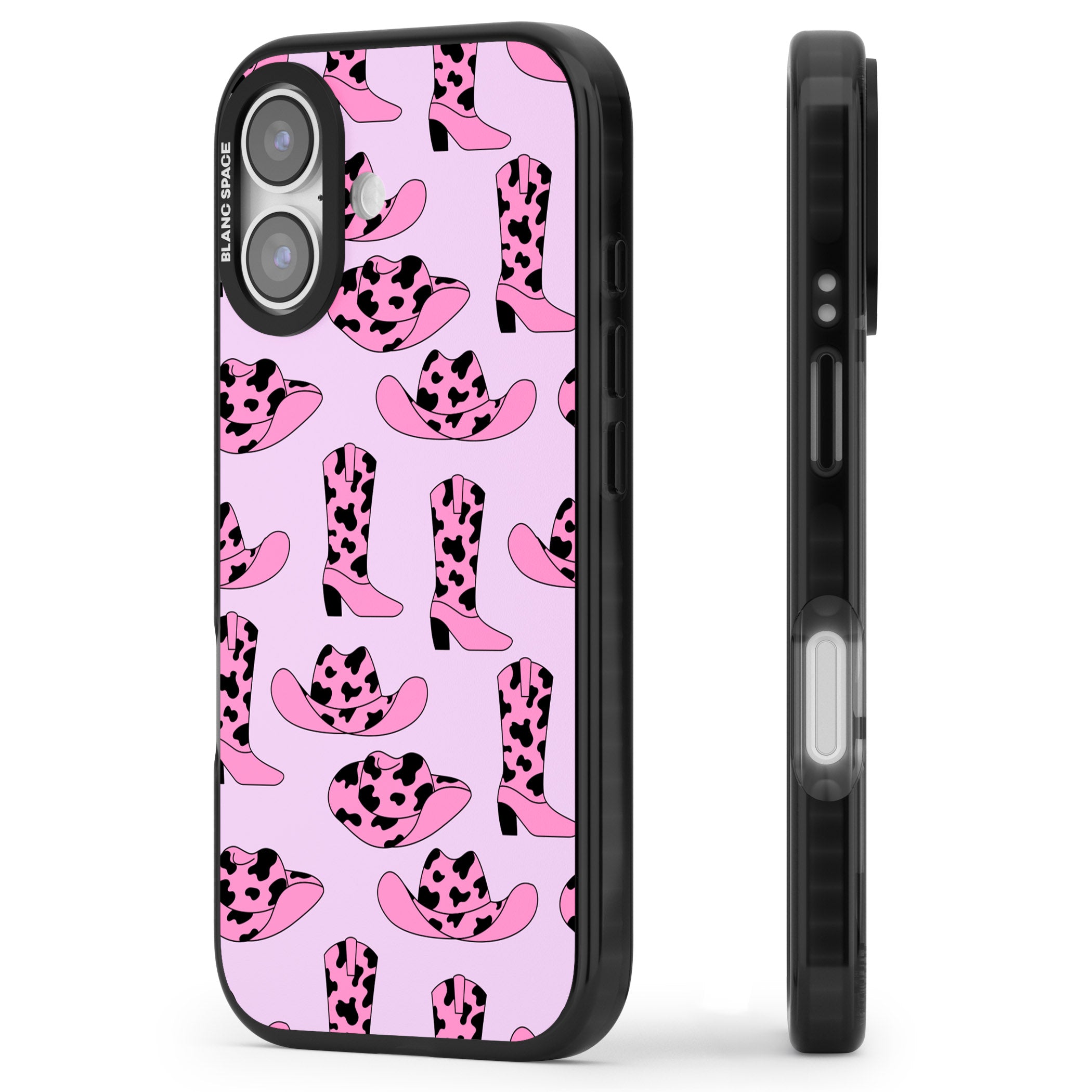 Cow Girl Pattern iPhone 17 Impact Black Phone Case Side Profile