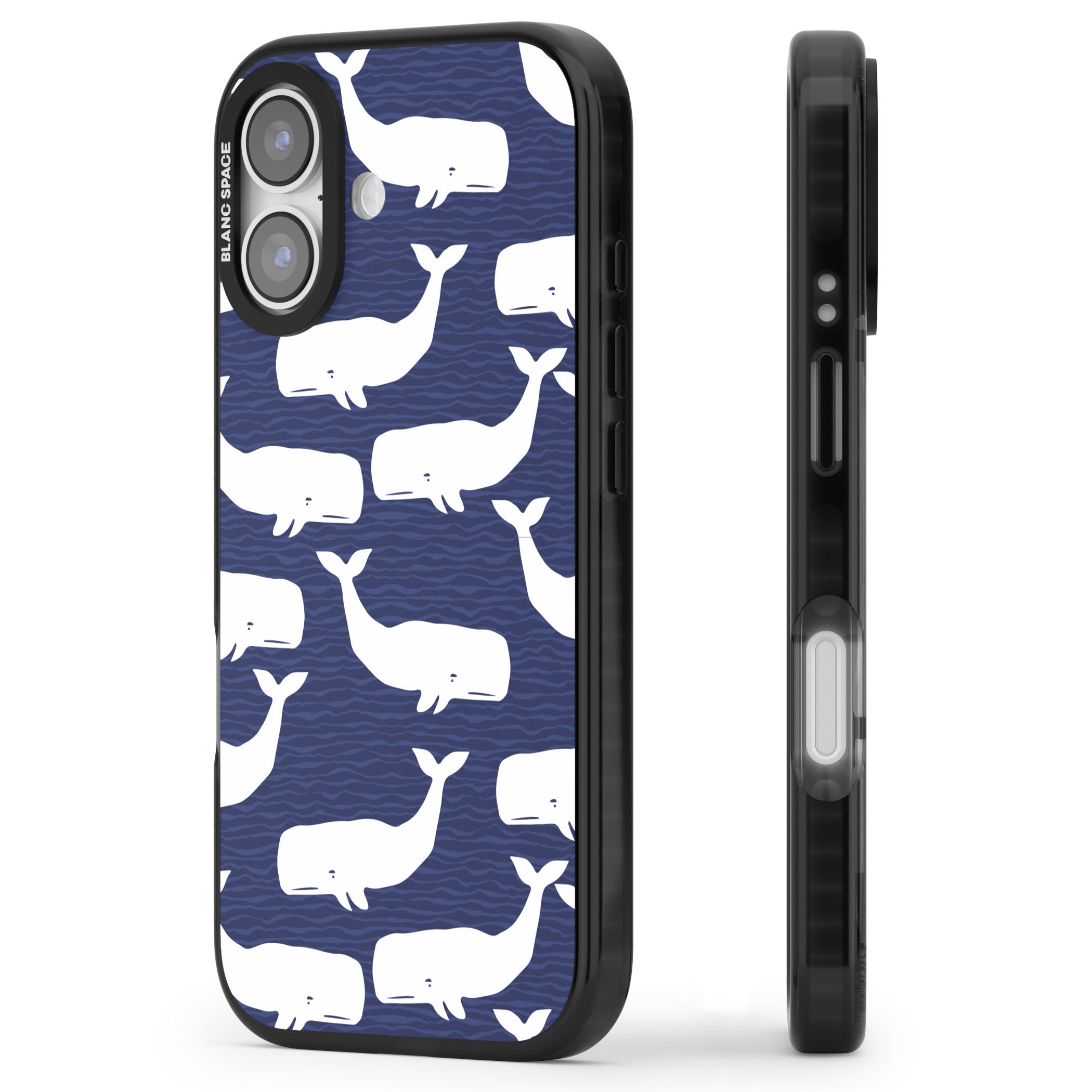 Whale Dreams iPhone 17 Impact Black Phone Case Side Profile