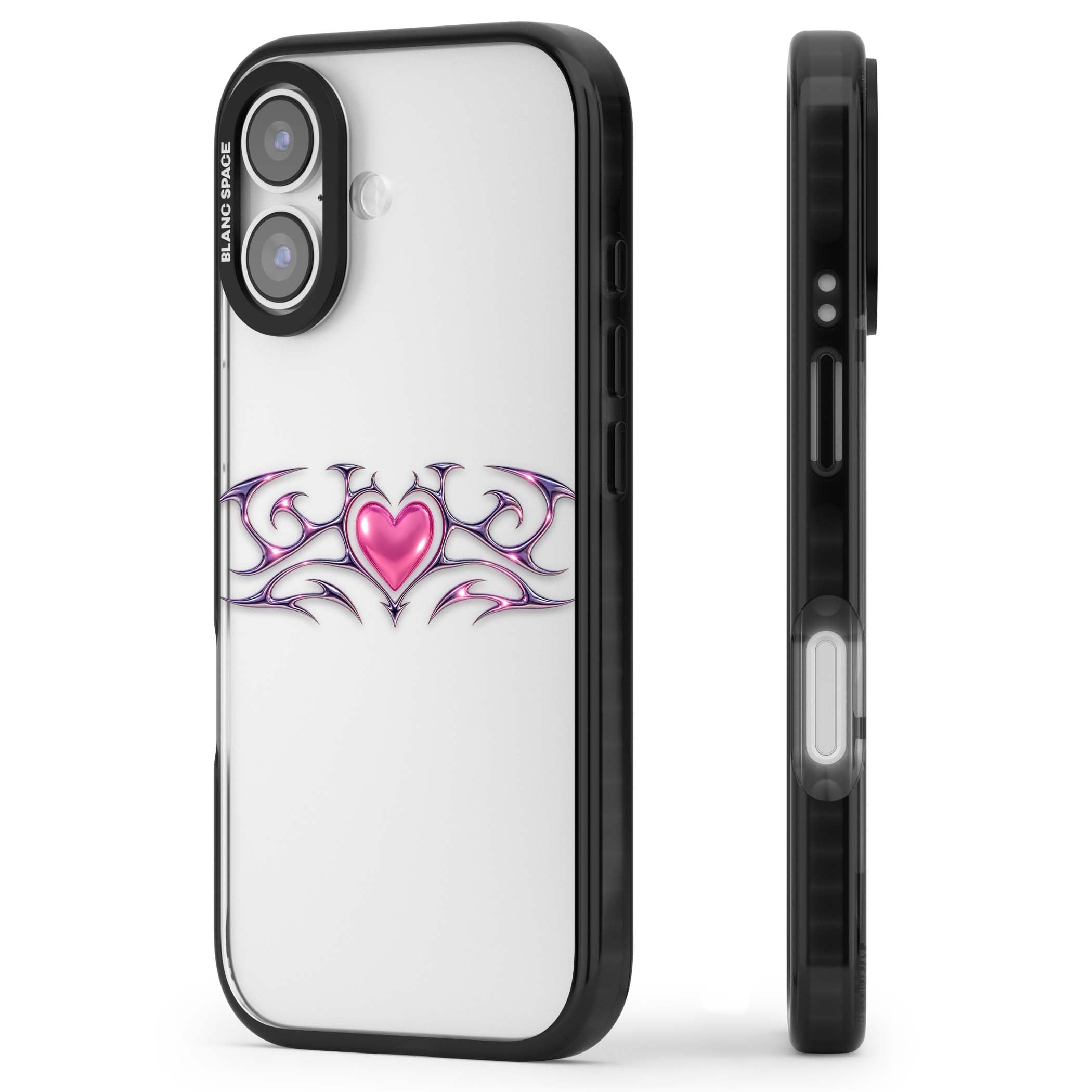 Pink Chrome Heart y2k iPhone case | Clear Impact case for iPhone 17