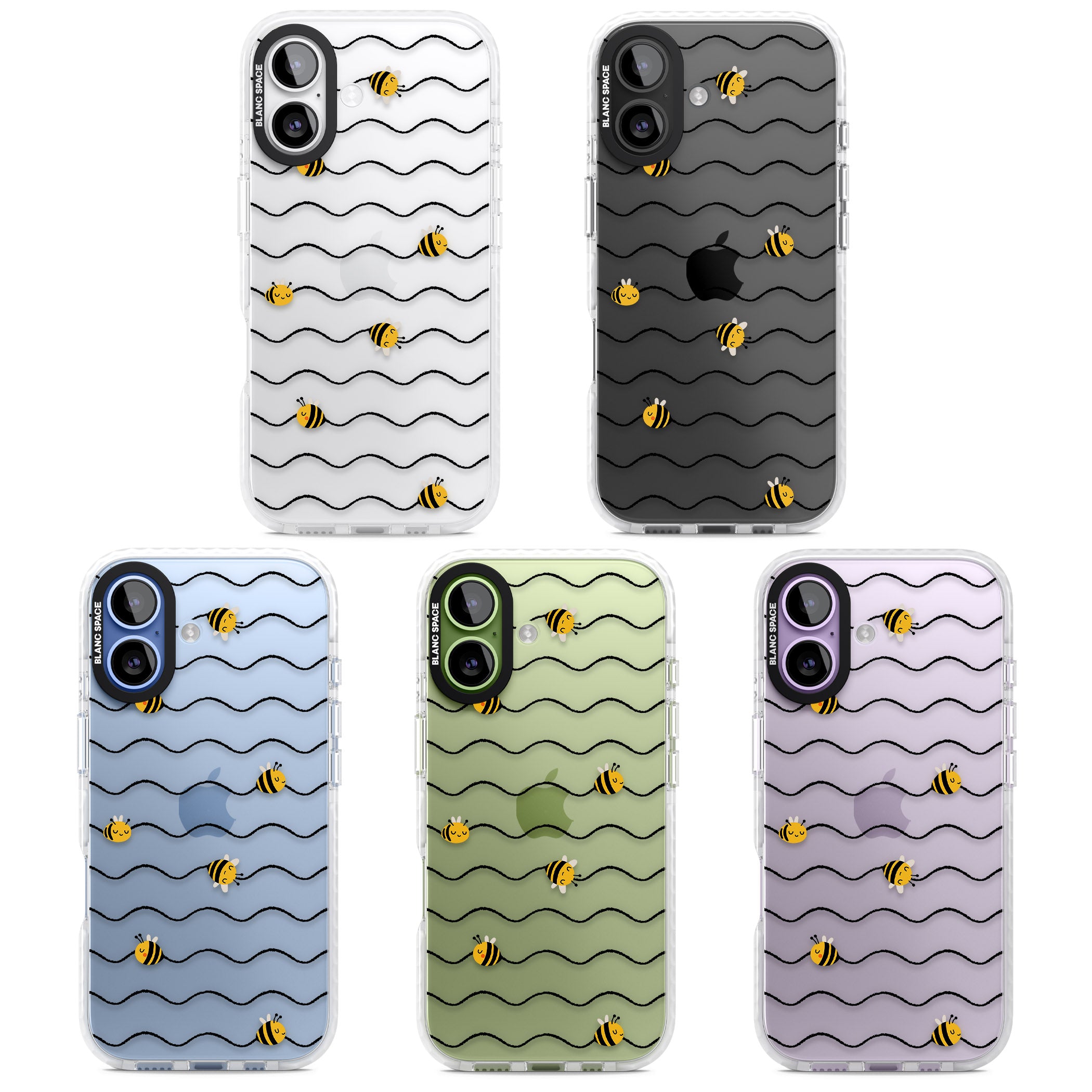Bee Wave Pattern iPhone 17 Impact Clear Phone Case APT Impact Protection