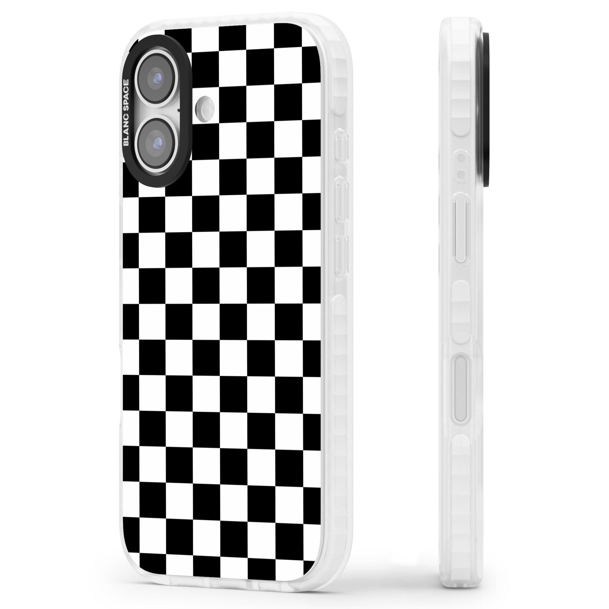 Black Checkered iPhone 17 Impact Clear Phone Case Side Profile