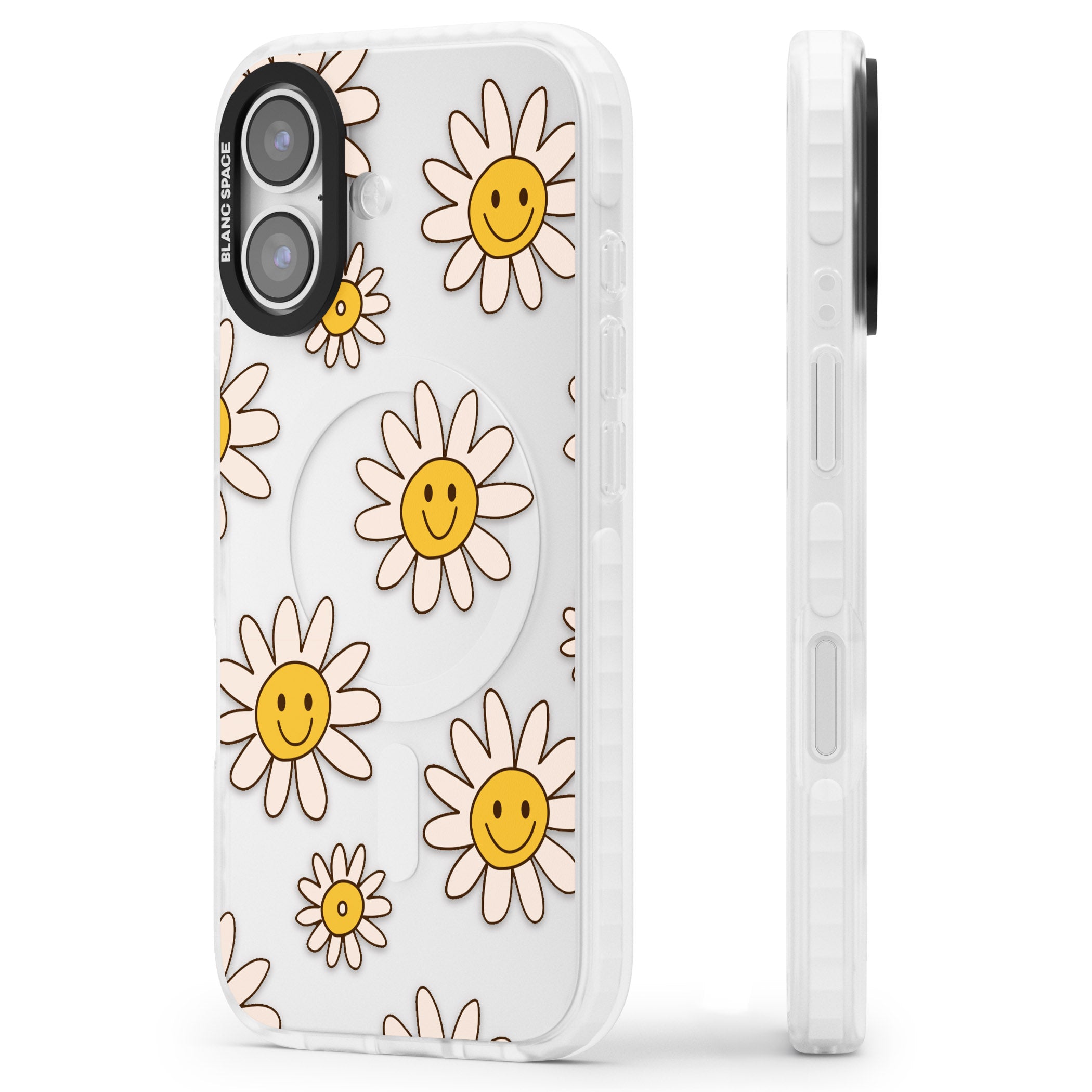 Daisy Faces iPhone 17 Impact Clear Phone Case Side Profile